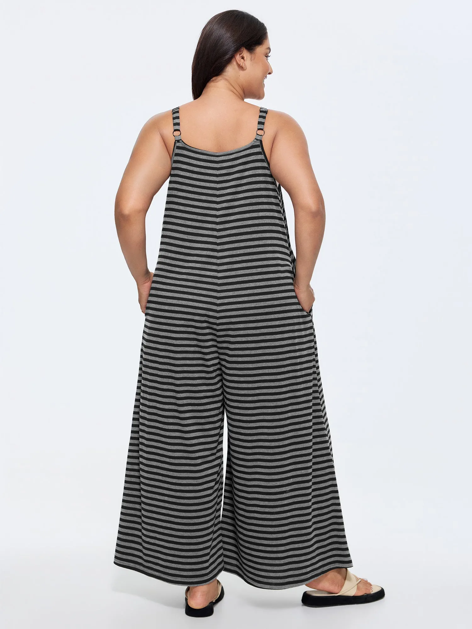 Striped Print Relaxed-Fit Cami Jumpsuit sold by Bloomchic product image thumbnail 4