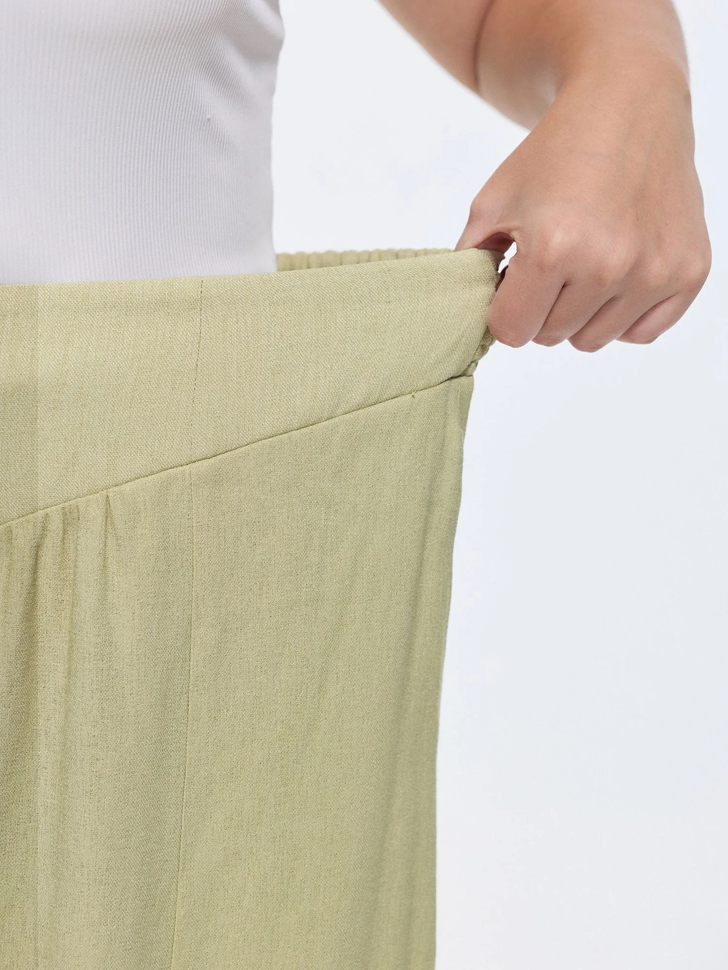 Wide-Waistband Textured Flowy Pants sold by Bloomchic product image thumbnail 4