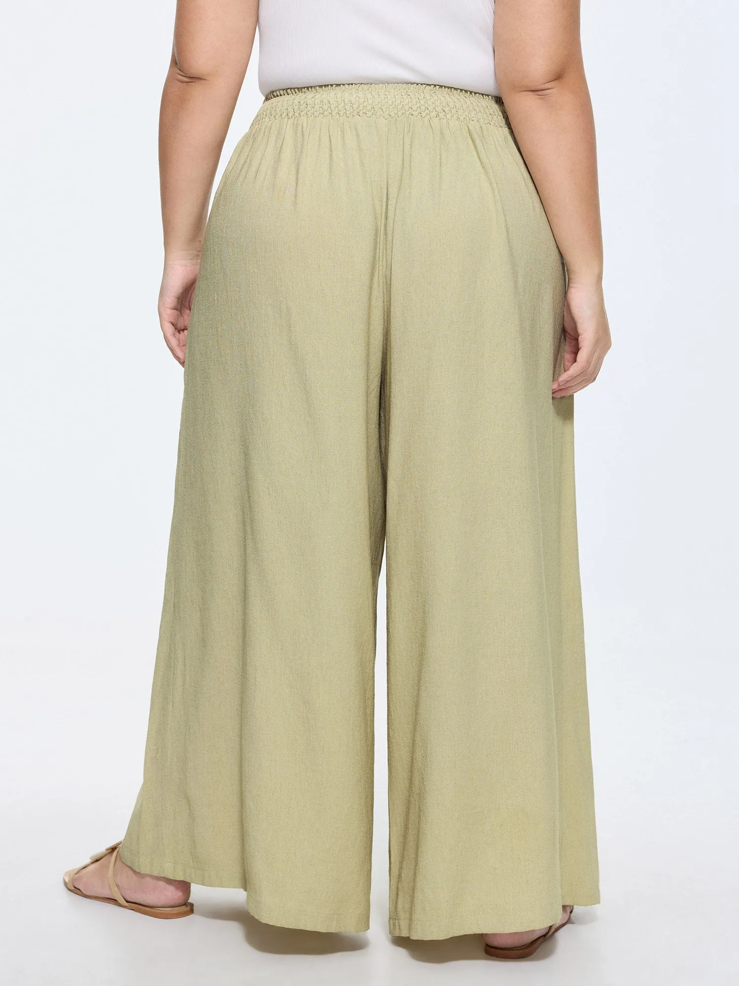Wide-Waistband Textured Flowy Pants sold by Bloomchic product image thumbnail 5