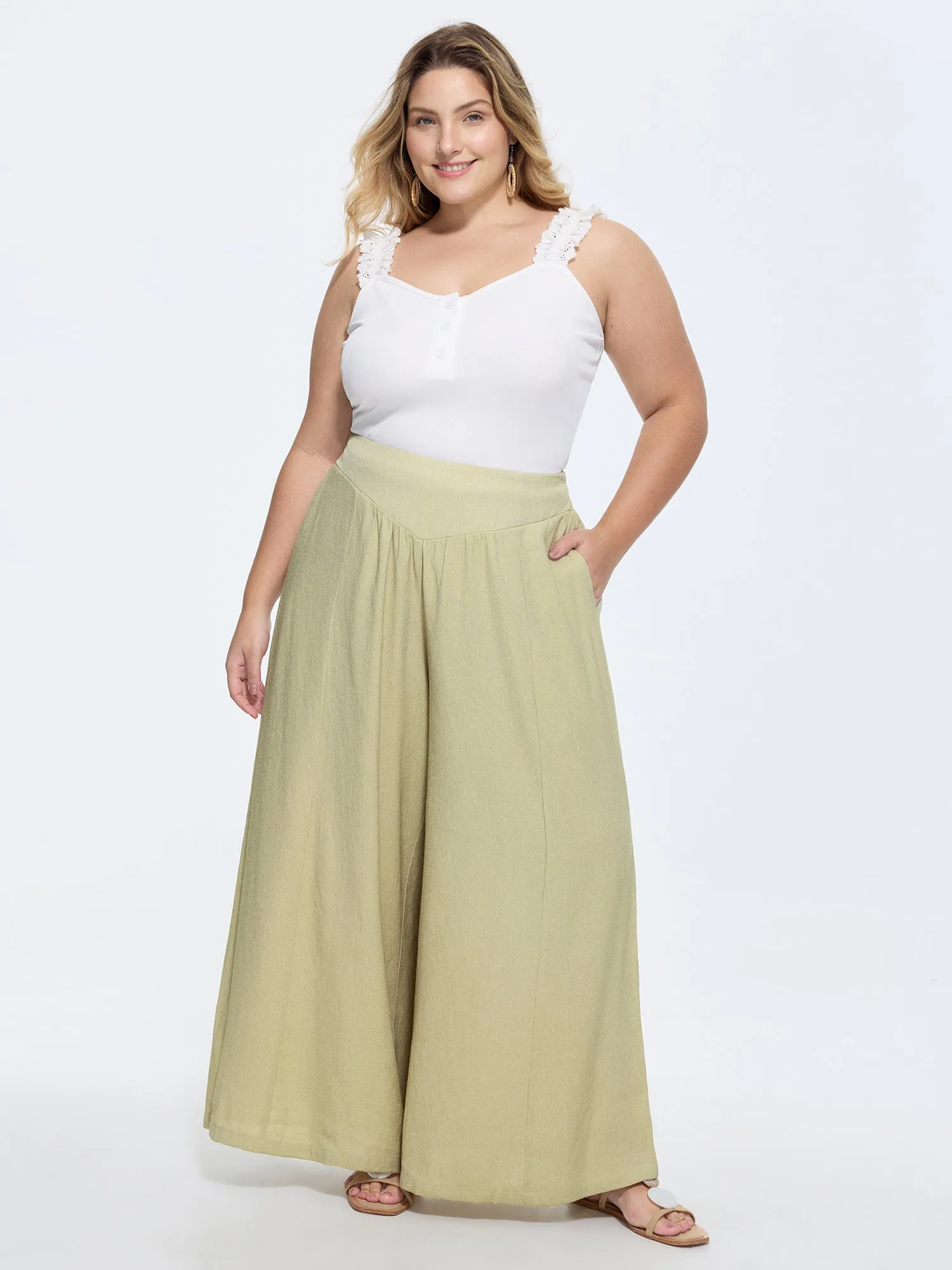 Wide-Waistband Textured Flowy Pants sold by Bloomchic product image thumbnail 2