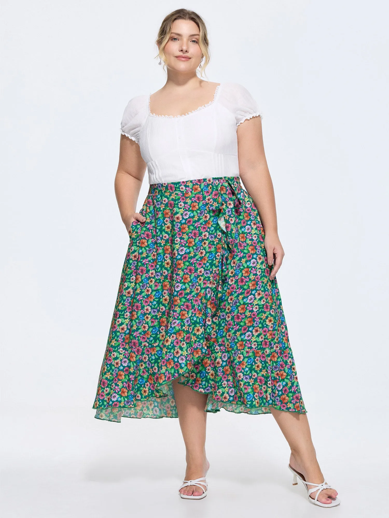 Floral Print Wrap Side-Tie Midi Dress sold by Bloomchic product image thumbnail 2