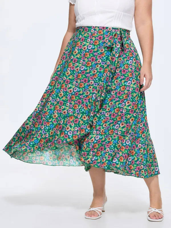 Floral Print Wrap Side-Tie Midi Dress made by Bloomchic