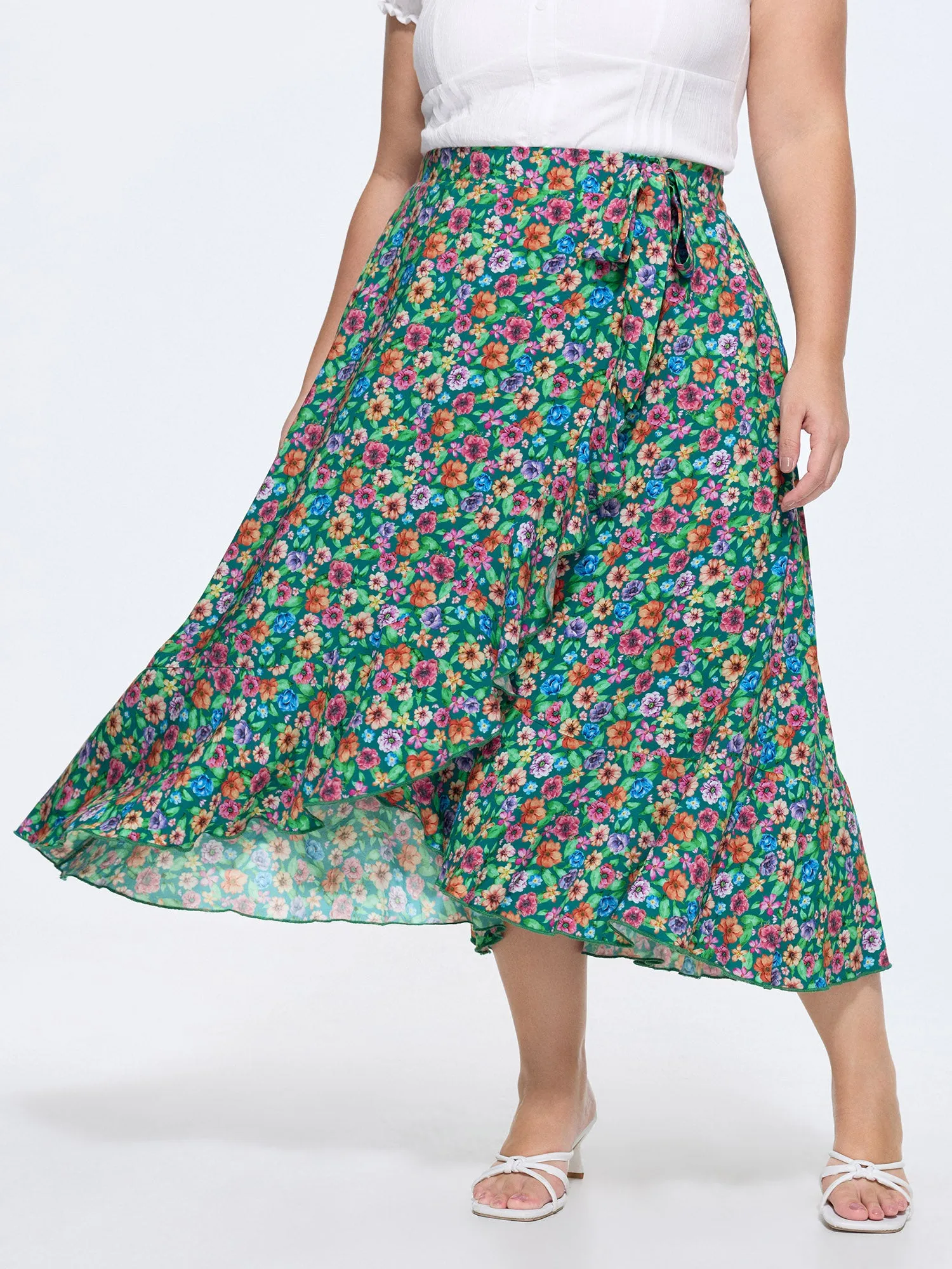 Floral Print Wrap Side-Tie Midi Dress sold by Bloomchic