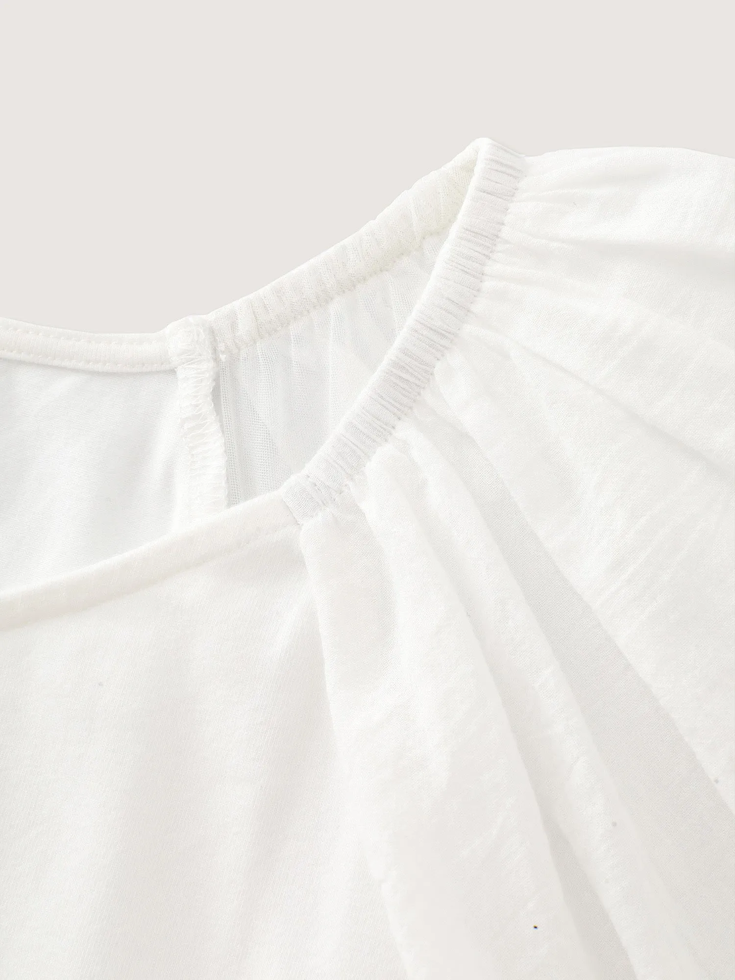 Cotton Balloon Sleeve Round Neck Spliced T-Shirt sold by Bloomchic product image thumbnail 5