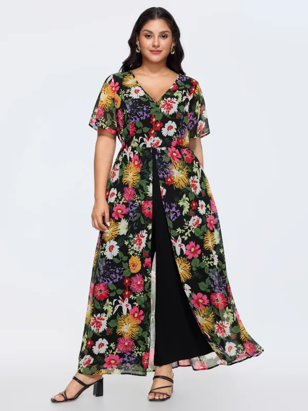 Hidden Zipper Floral Layered Pockets Jumpsuit made by Bloomchic