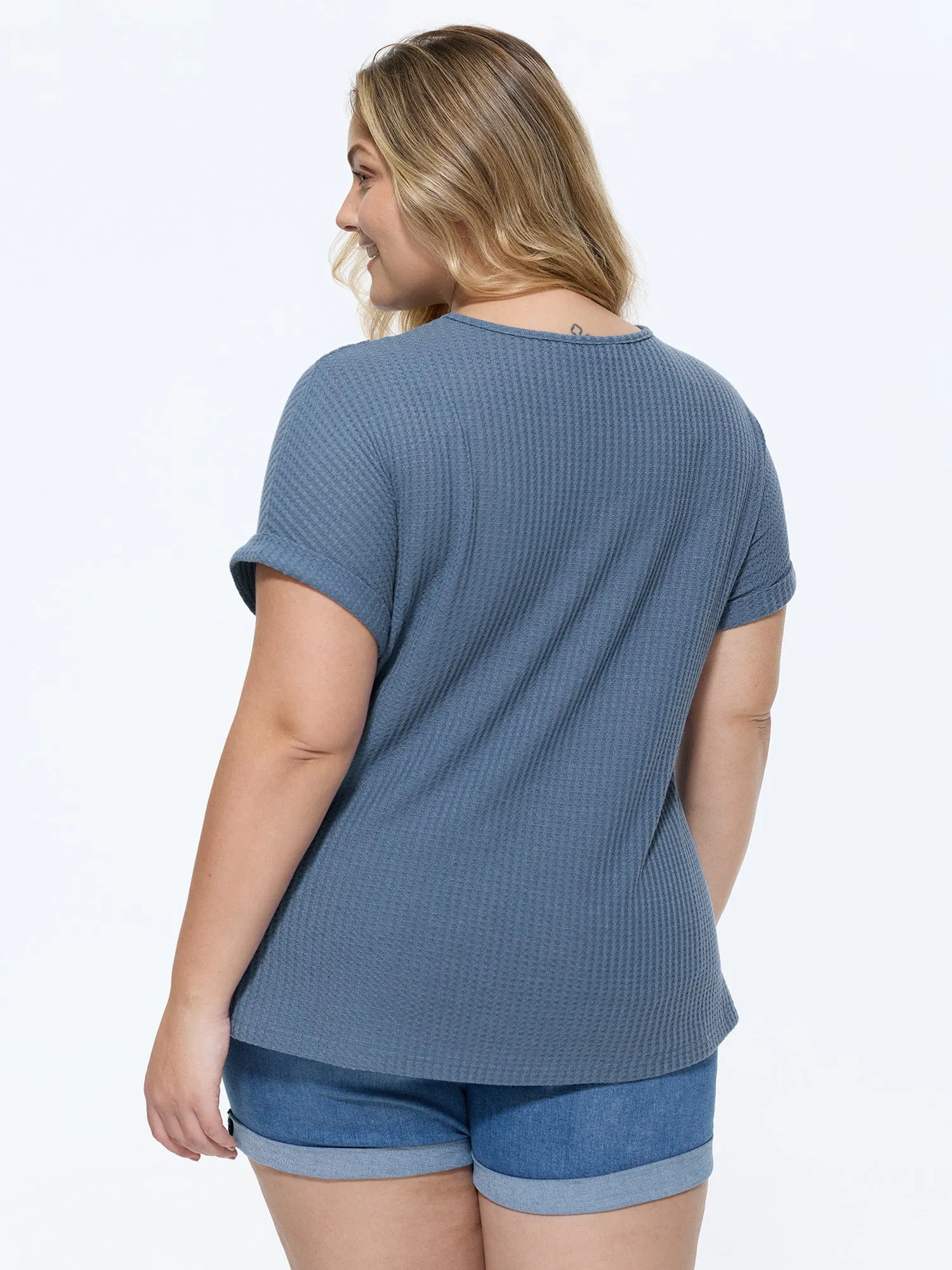 Cut-Out Lace V-Neck Plain Knit Top sold by Bloomchic product image thumbnail 4
