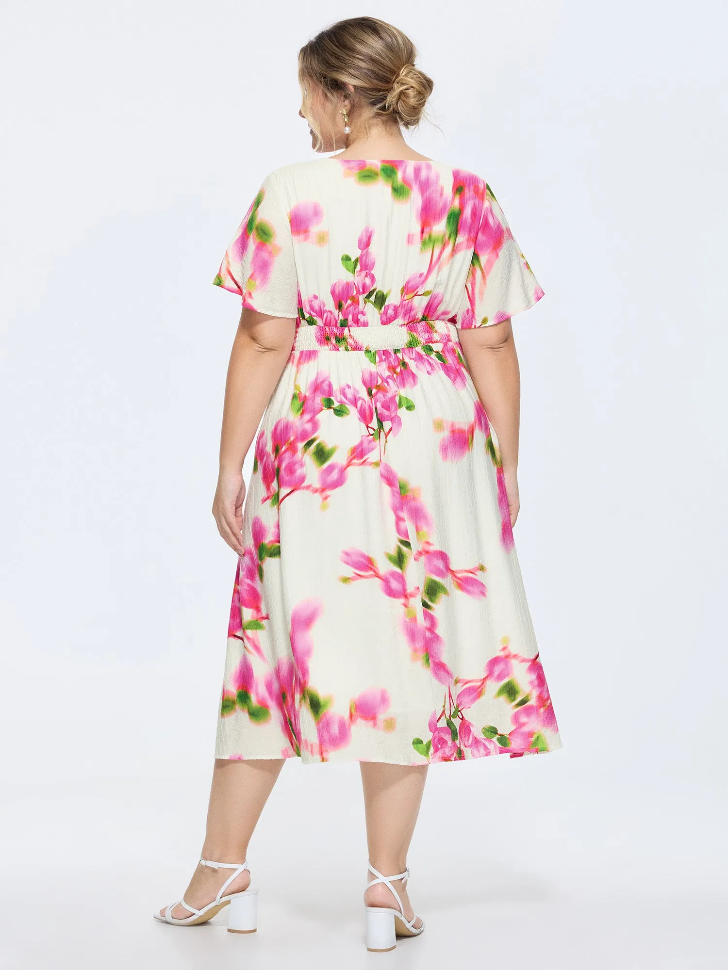Floral Print Waist-Defining Midi Dress sold by Bloomchic product image thumbnail 5