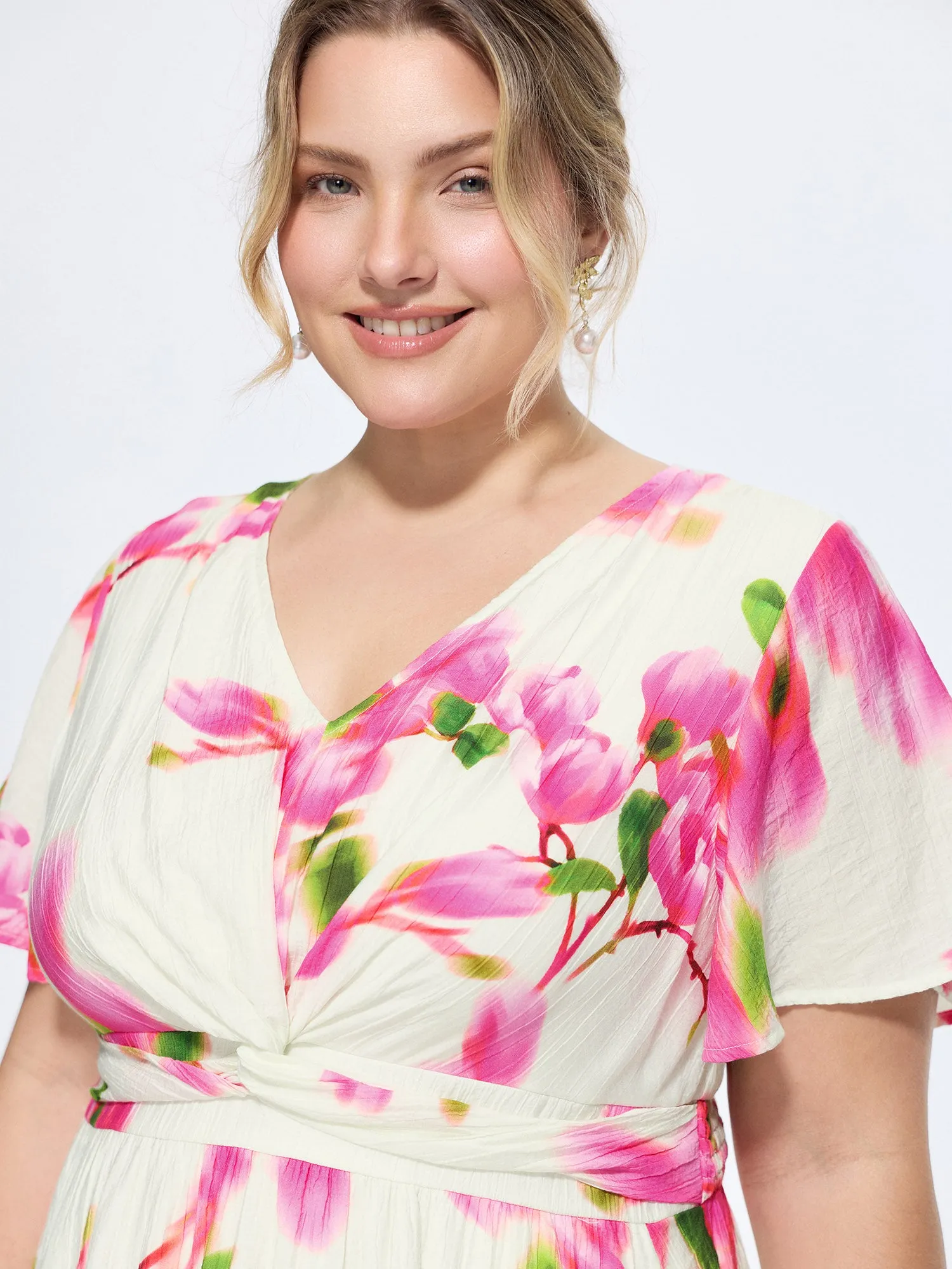 Floral Print Waist-Defining Midi Dress sold by Bloomchic product image thumbnail 2