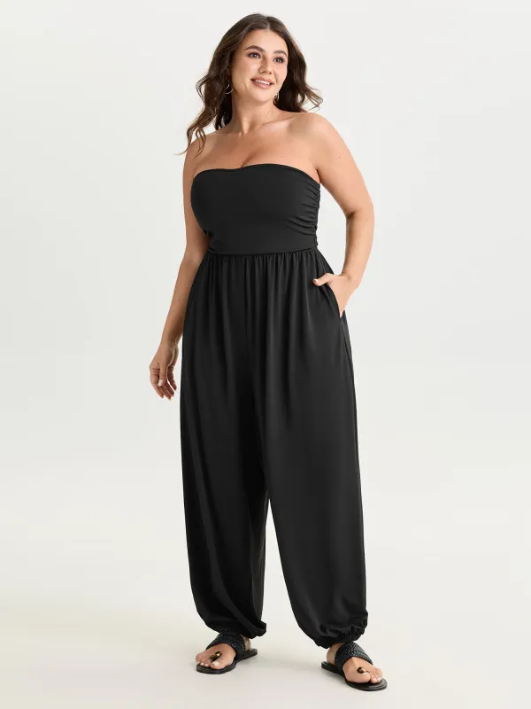 Supported Bra Off-Shoulder Stretchy Pockets Jumpsuit made by Bloomchic
