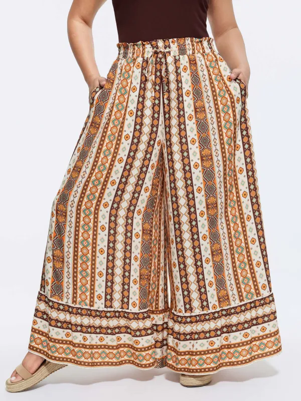 Striped Print Stretchy Waist Wide-Leg Pants made by Bloomchic