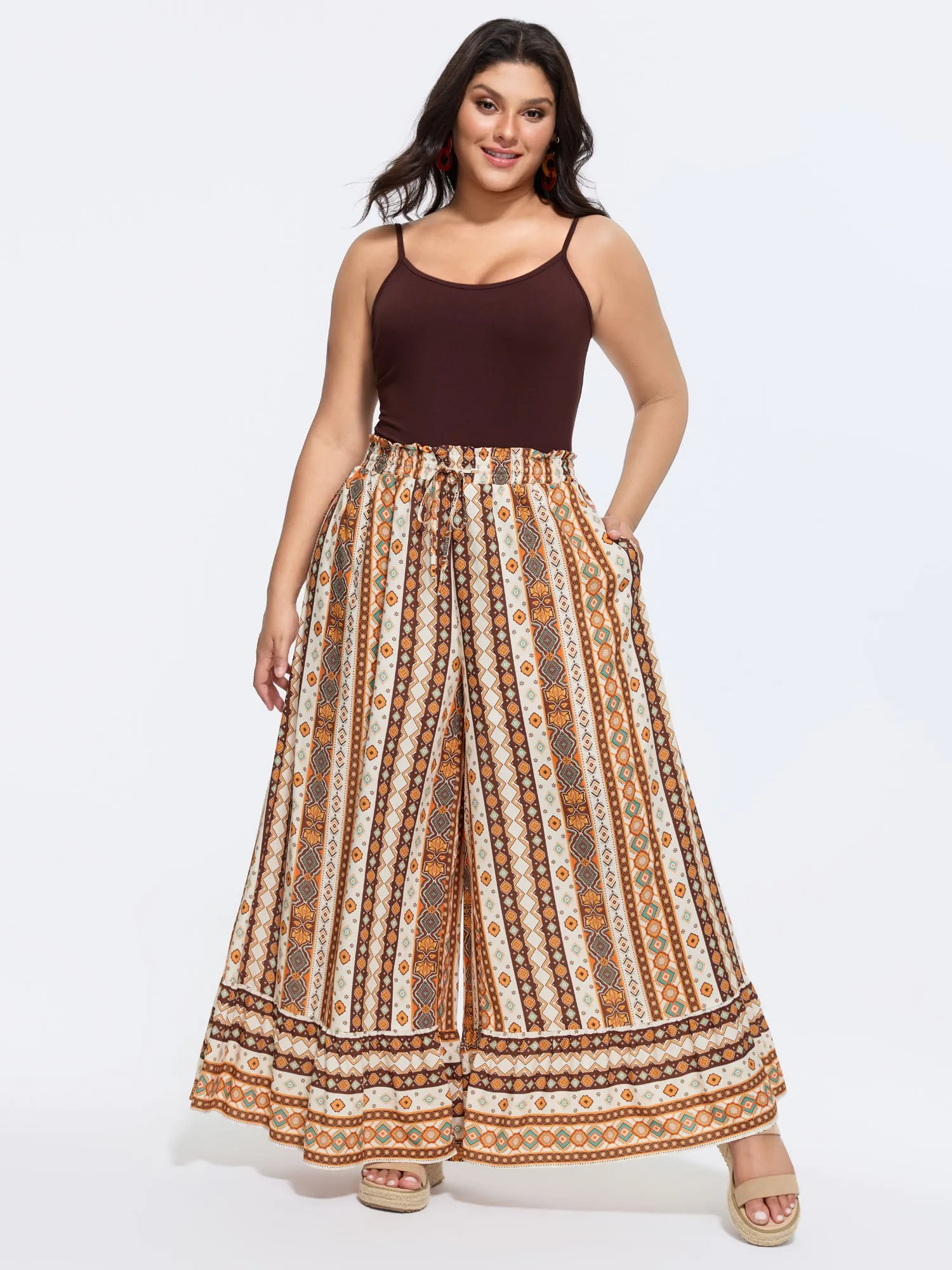 Striped Print Stretchy Waist Wide-Leg Pants sold by Bloomchic product image thumbnail 2