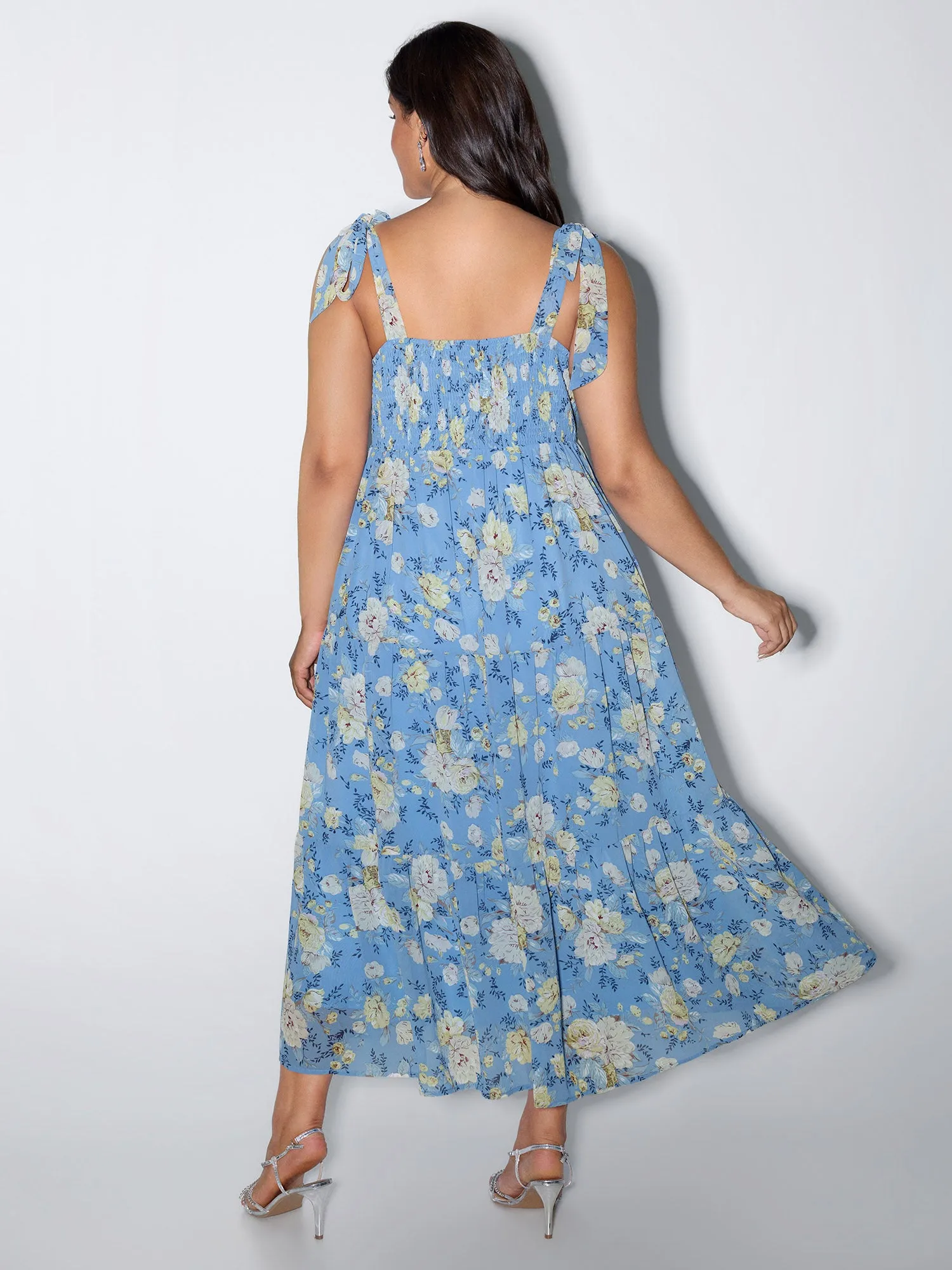 Floral Print Shoulder-Tie Flowy Maxi Dress sold by Bloomchic product image thumbnail 5