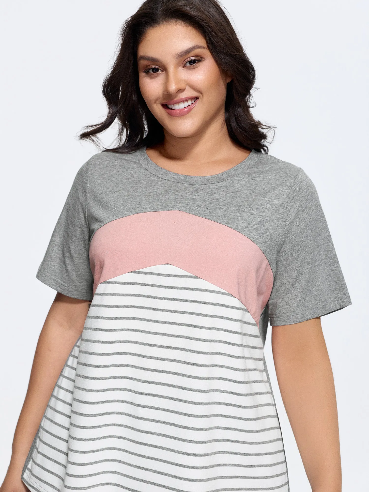 Cotton Striped Print Color Contrast T-Shirt sold by Bloomchic product image thumbnail 2