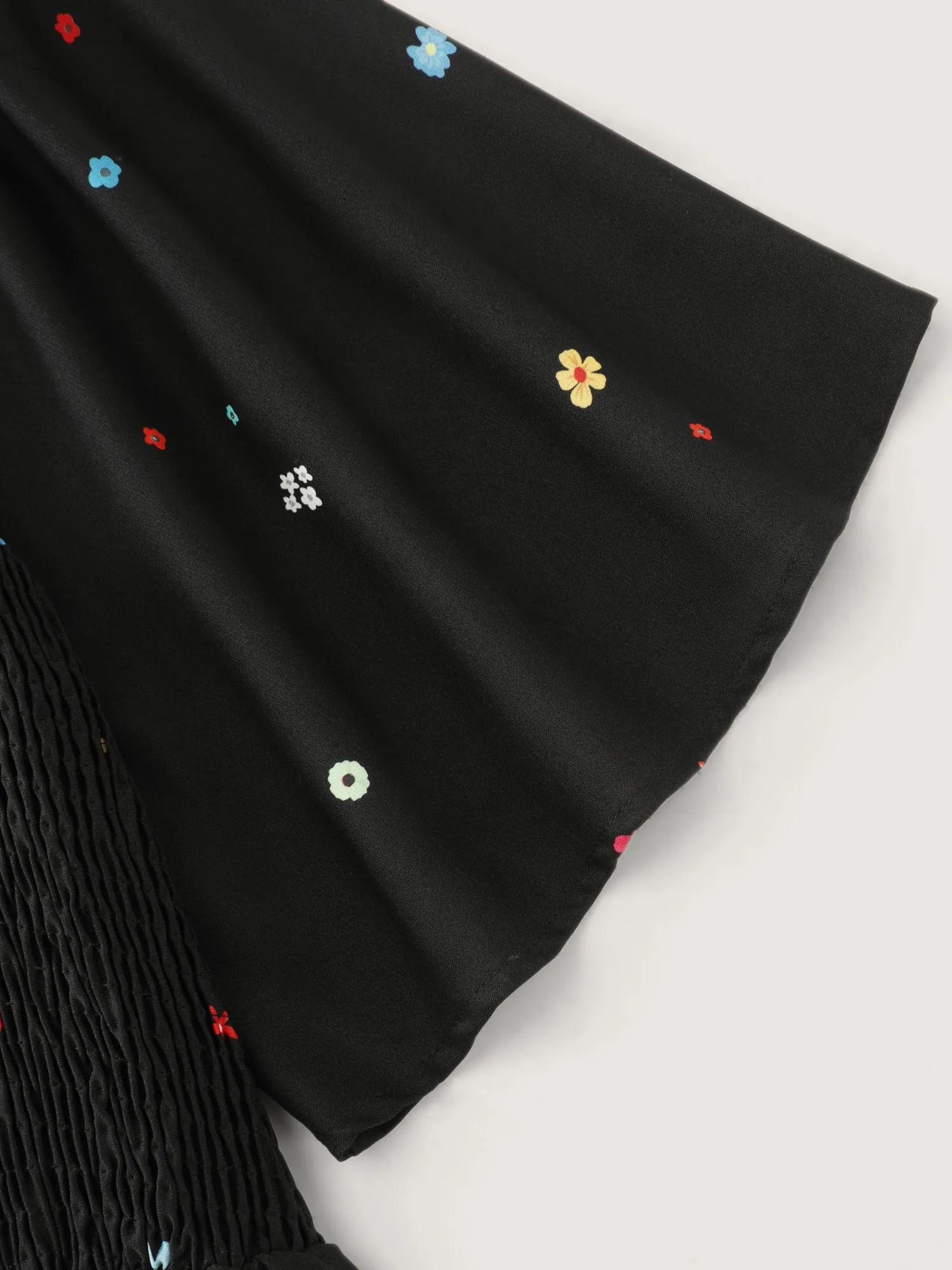 Multi-Color Floral Print Shirred Midi Dress sold by Bloomchic product image thumbnail 5