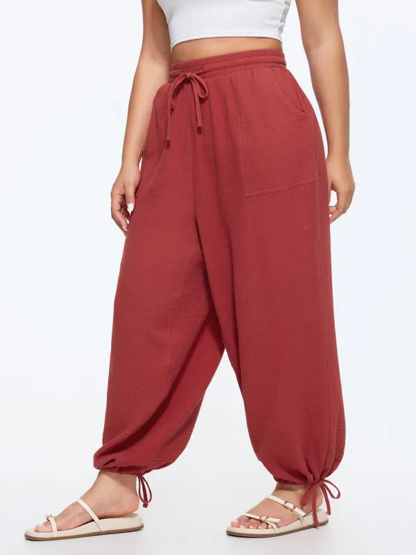 Cotton Drawstring Jogger Pants made by Bloomchic