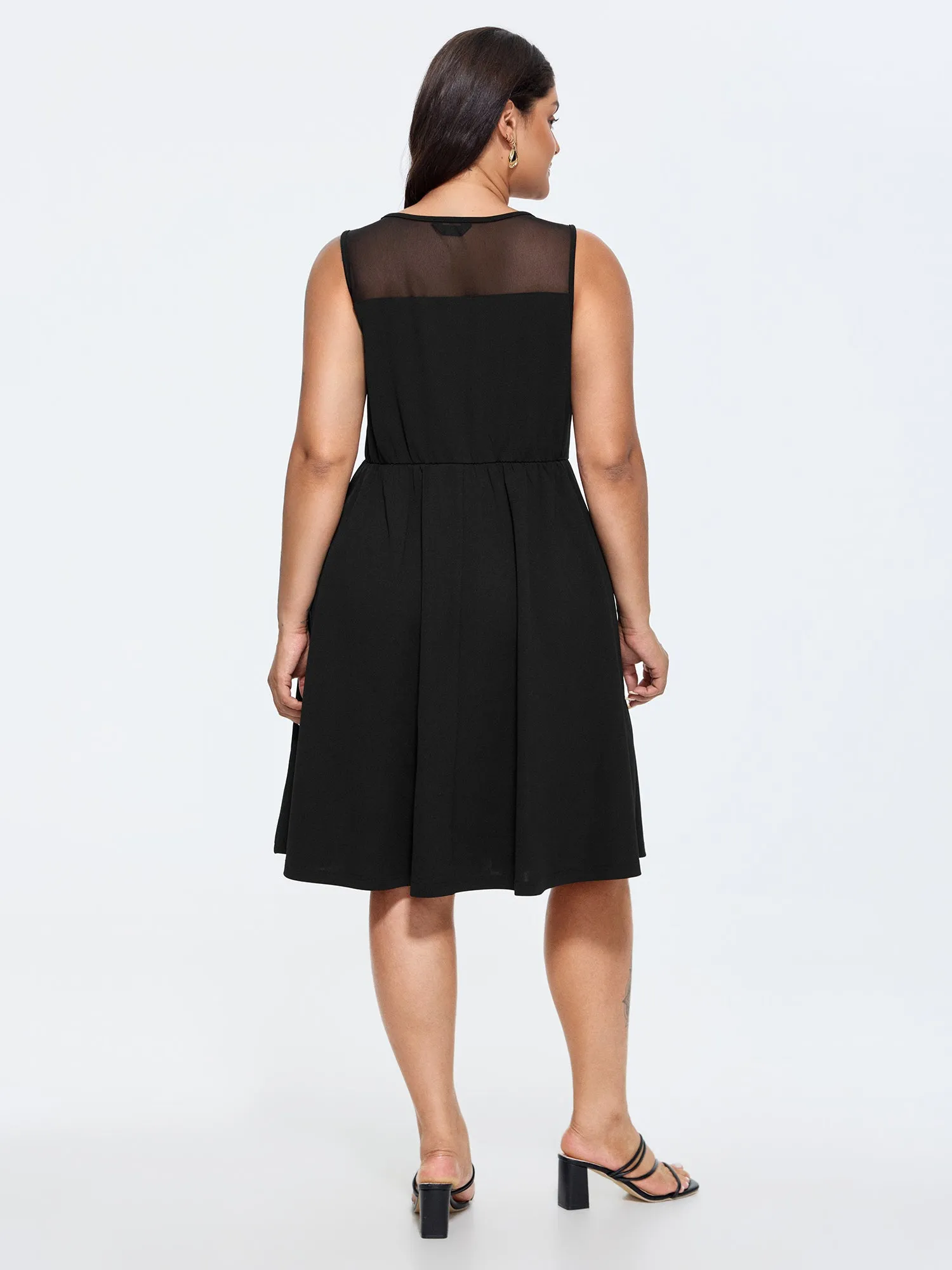 Stretchy Sheer Mesh Embroidered Neckline Midi Dress sold by Bloomchic product image thumbnail 5
