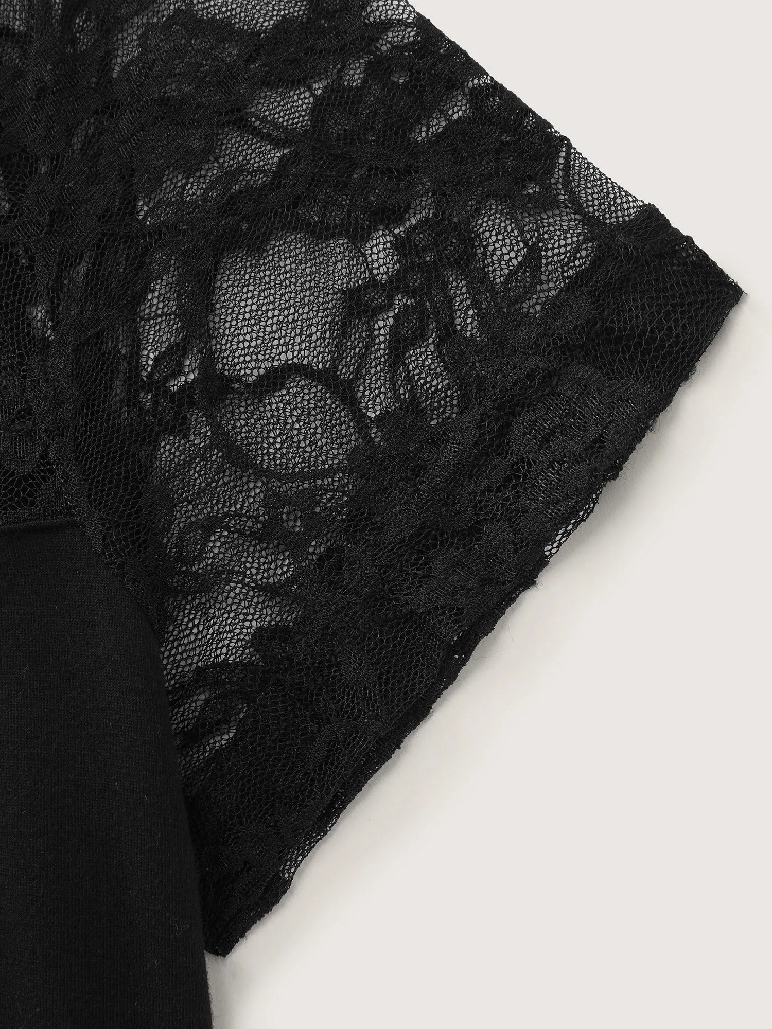 Sheer Neckline Lace Fitted Knit Top sold by Bloomchic product image thumbnail 5