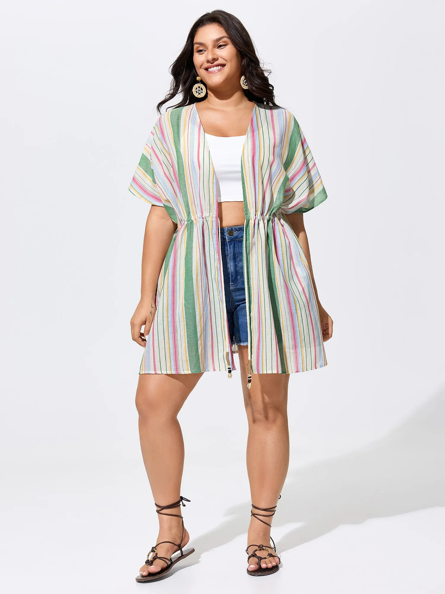 Ribbed Front-Tie Breezy Swim Cover-Up sold by Bloomchic product image thumbnail 3