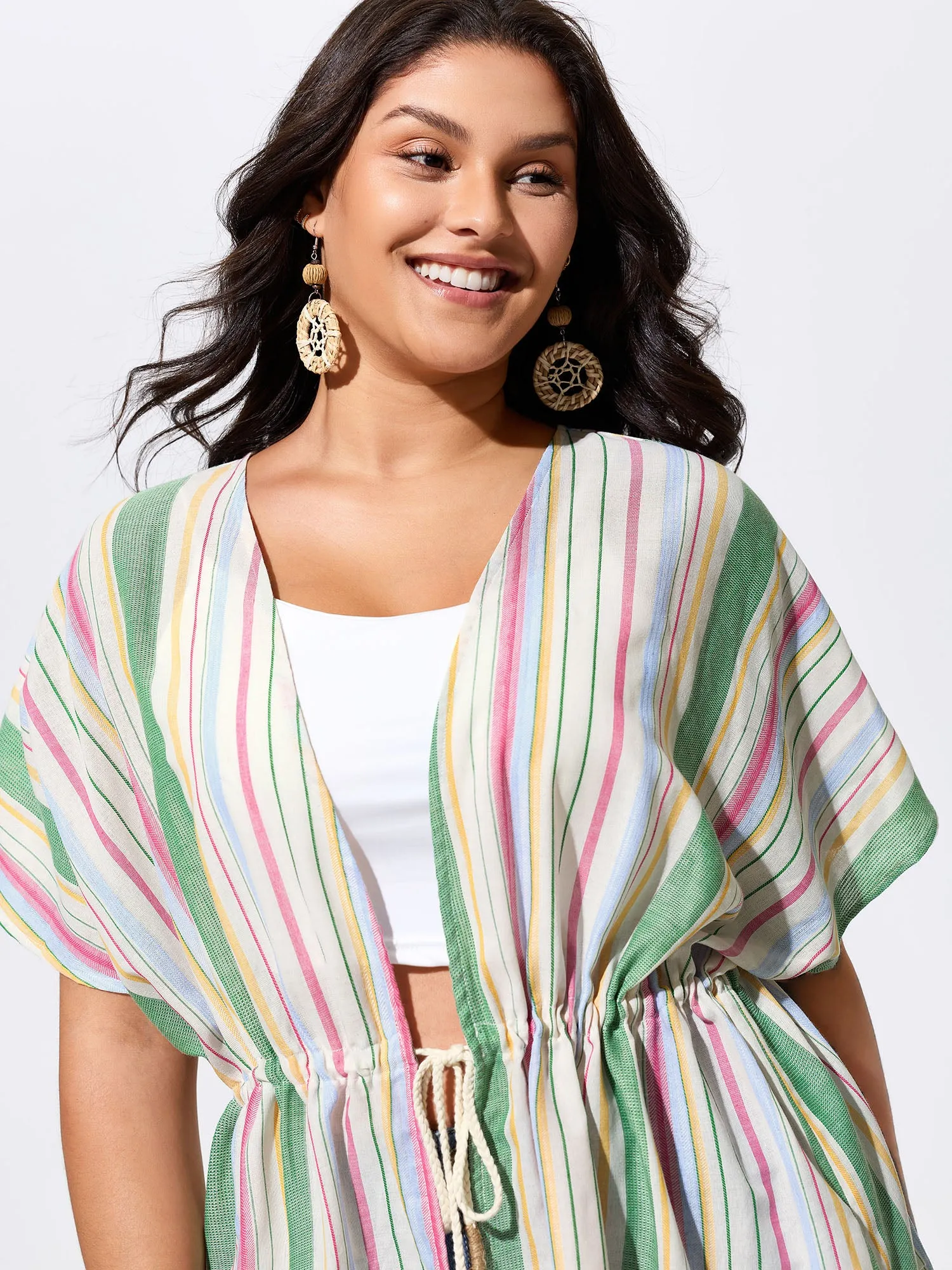 Ribbed Front-Tie Breezy Swim Cover-Up sold by Bloomchic product image thumbnail 2