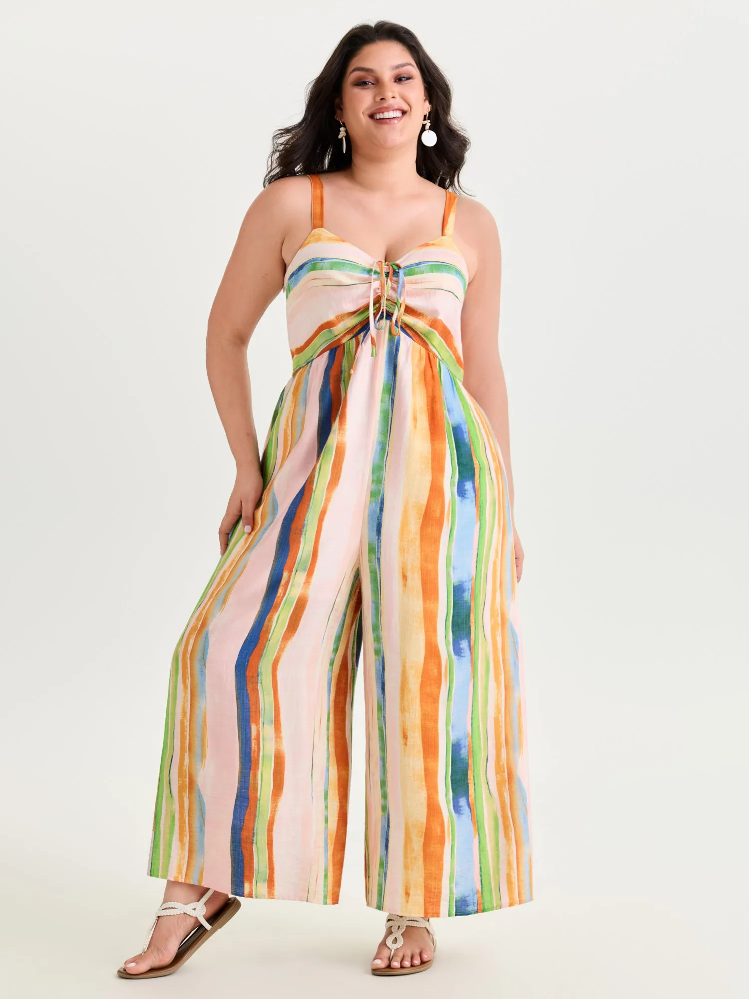 Colorful Striped Print Ruched Jumpsuit sold by Bloomchic product image thumbnail 3