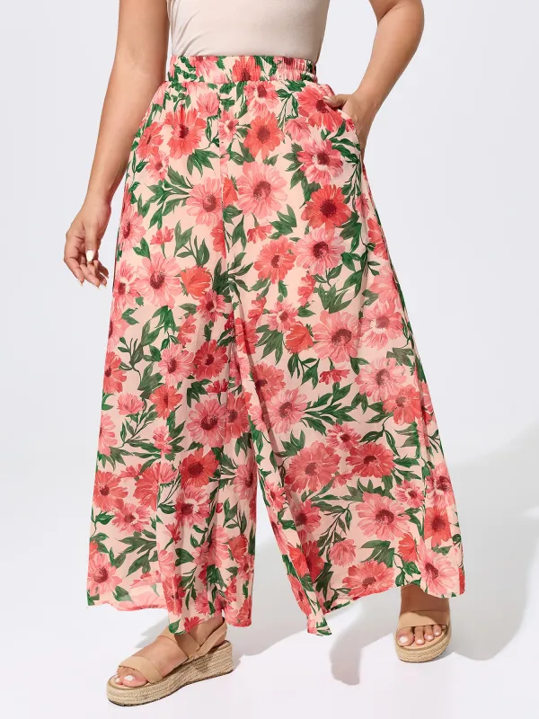 Floral Print Color Contrast Pants made by Bloomchic