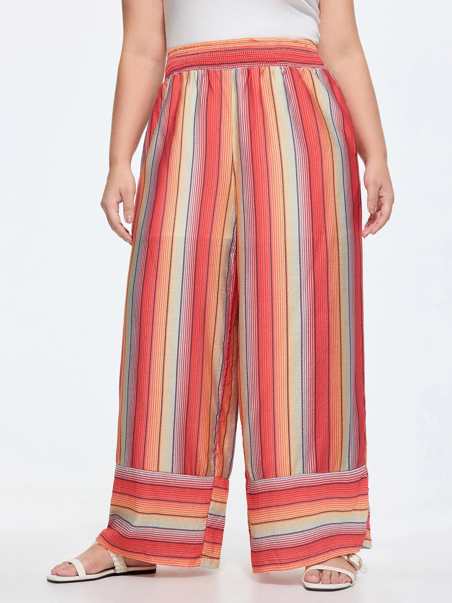Shirred Waist Striped Print Pants sold by Bloomchic