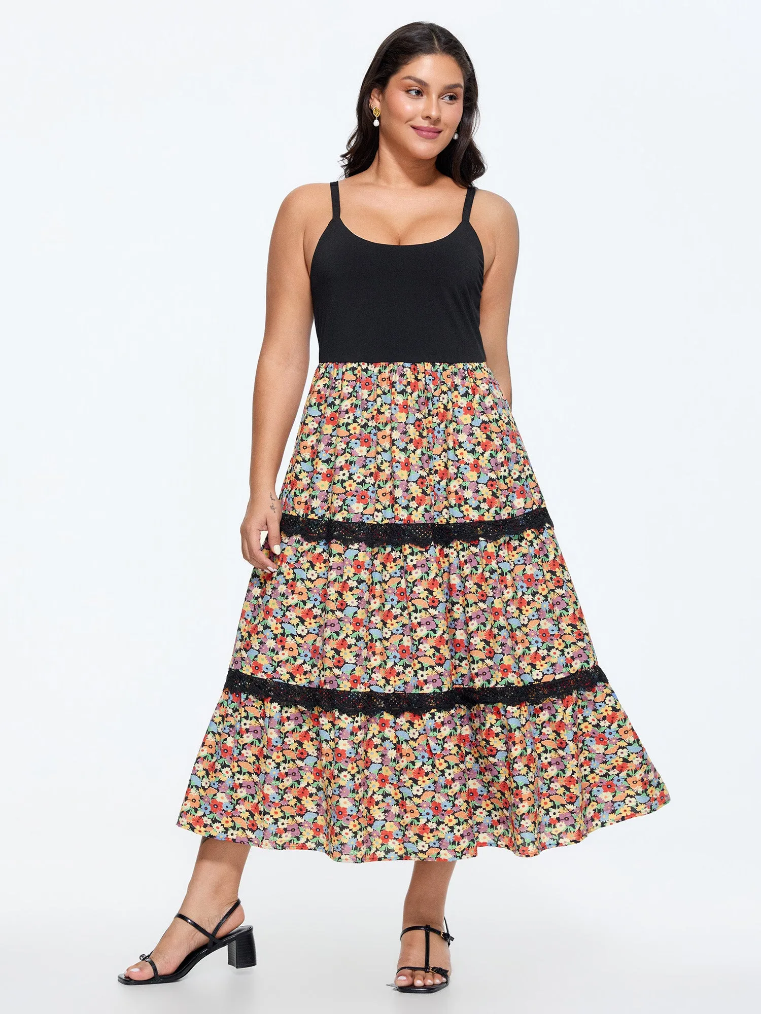 Floral Print Tiered Cami Maxi Dress sold by Bloomchic