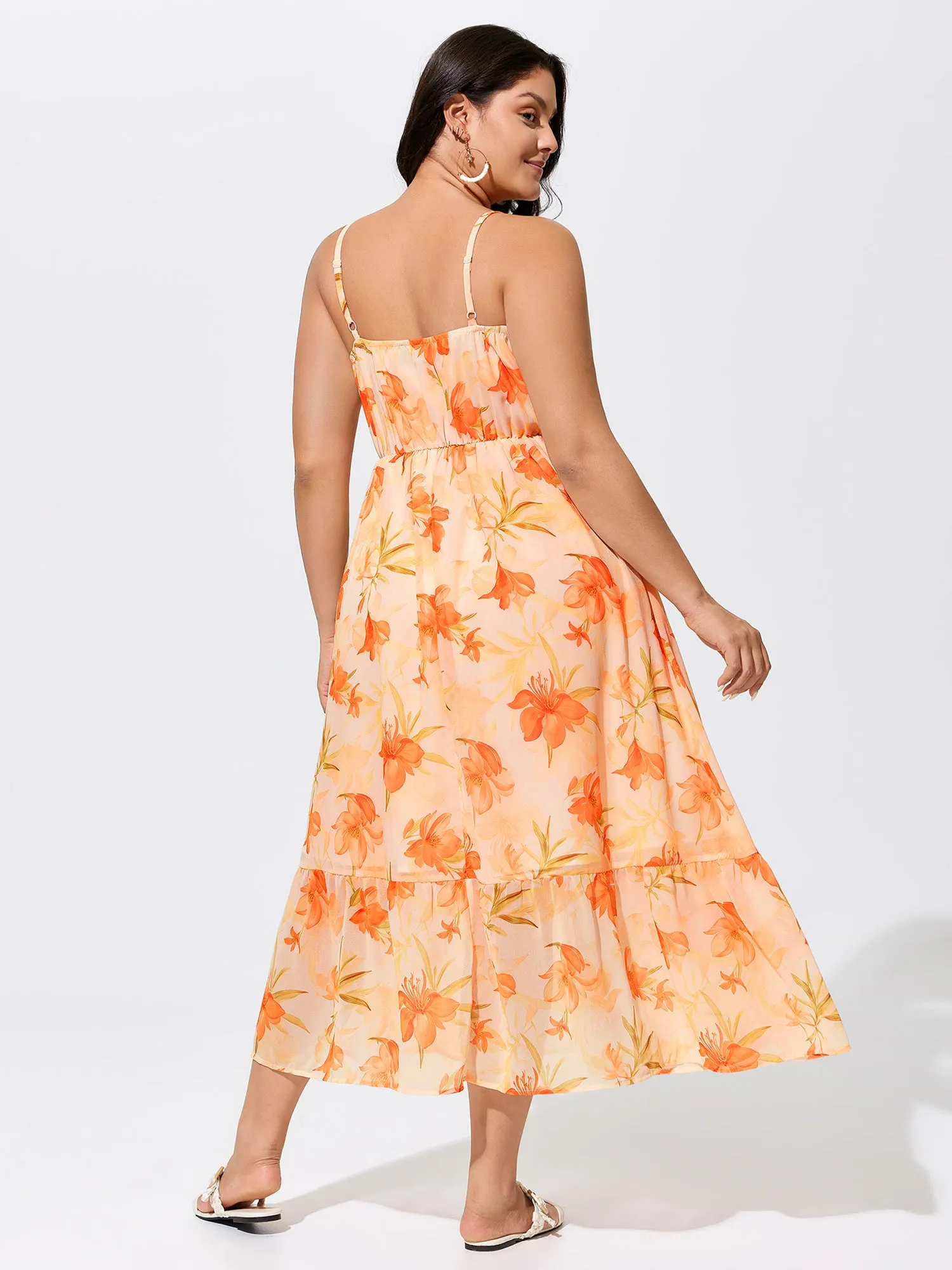 Floral Print Neck-Tie Flowy Maxi Dress sold by Bloomchic product image thumbnail 4