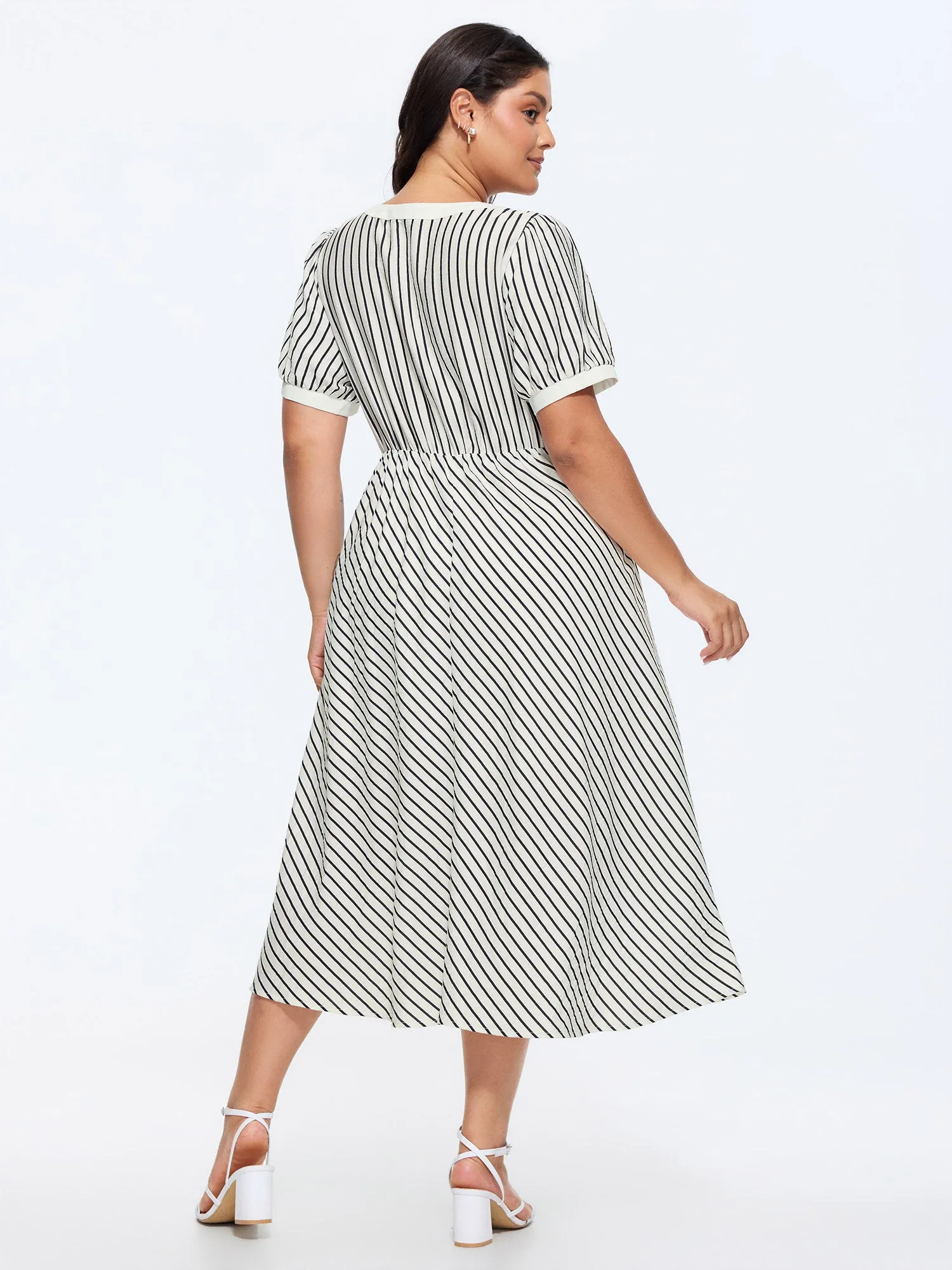 Striped Print Bowknot Neckline Maxi Dress sold by Bloomchic product image thumbnail 4