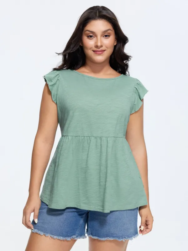 Cotton Open-Back Tie Lace T-Shirt made by Bloomchic