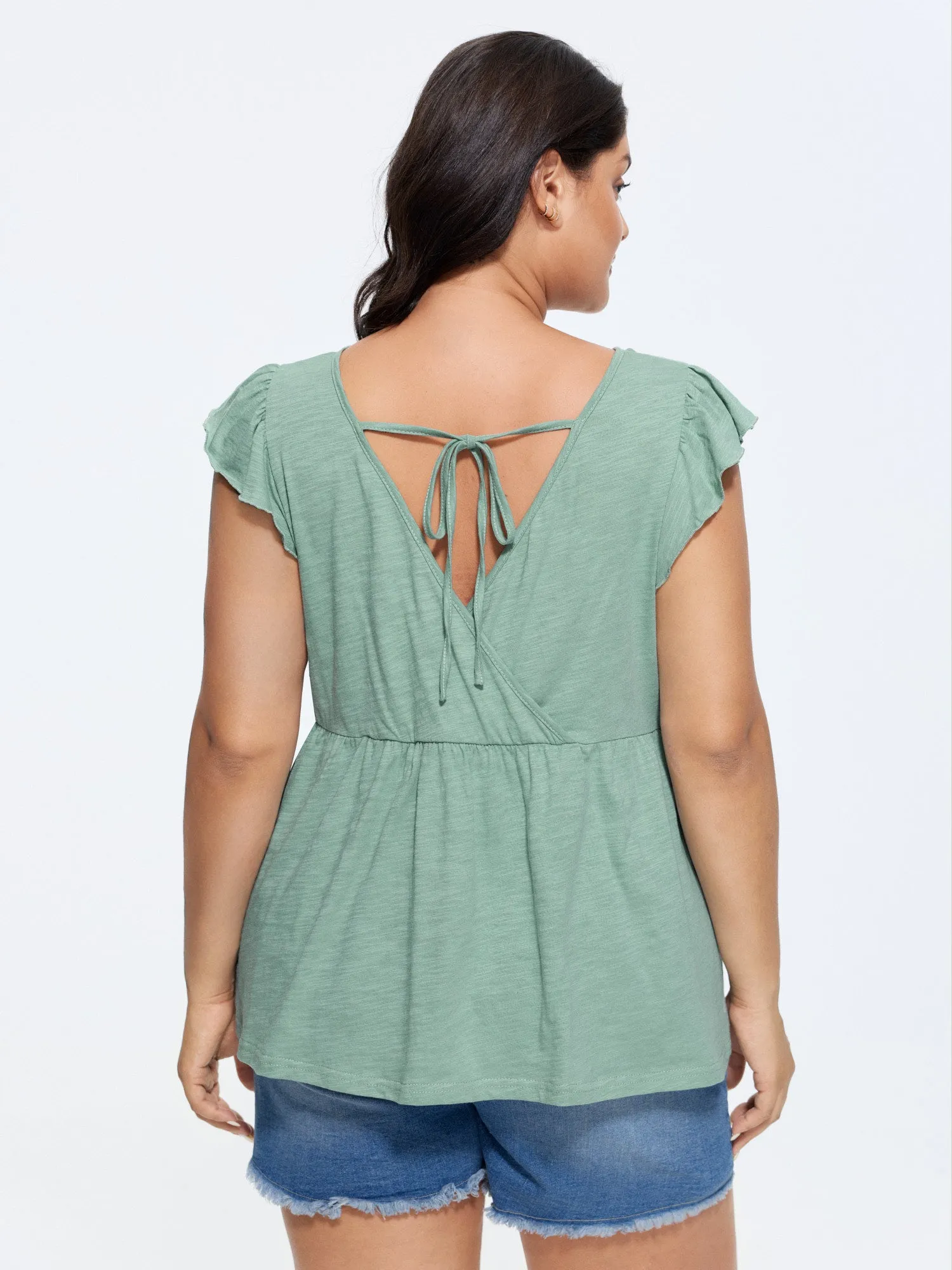 Cotton Open-Back Tie Lace T-Shirt sold by Bloomchic product image thumbnail 5