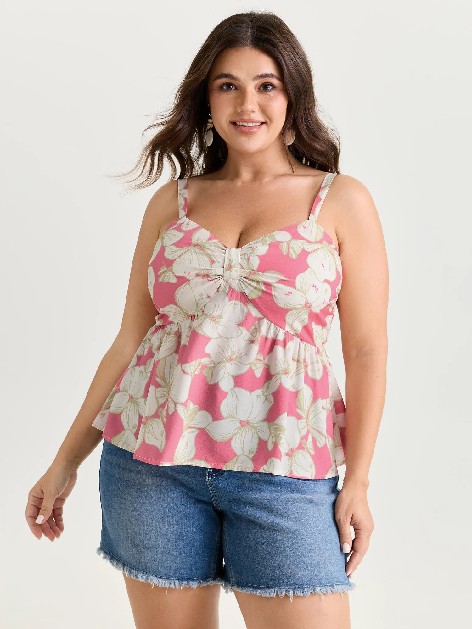 Floral Print Shirred Bodice Tank Top sold by Bloomchic