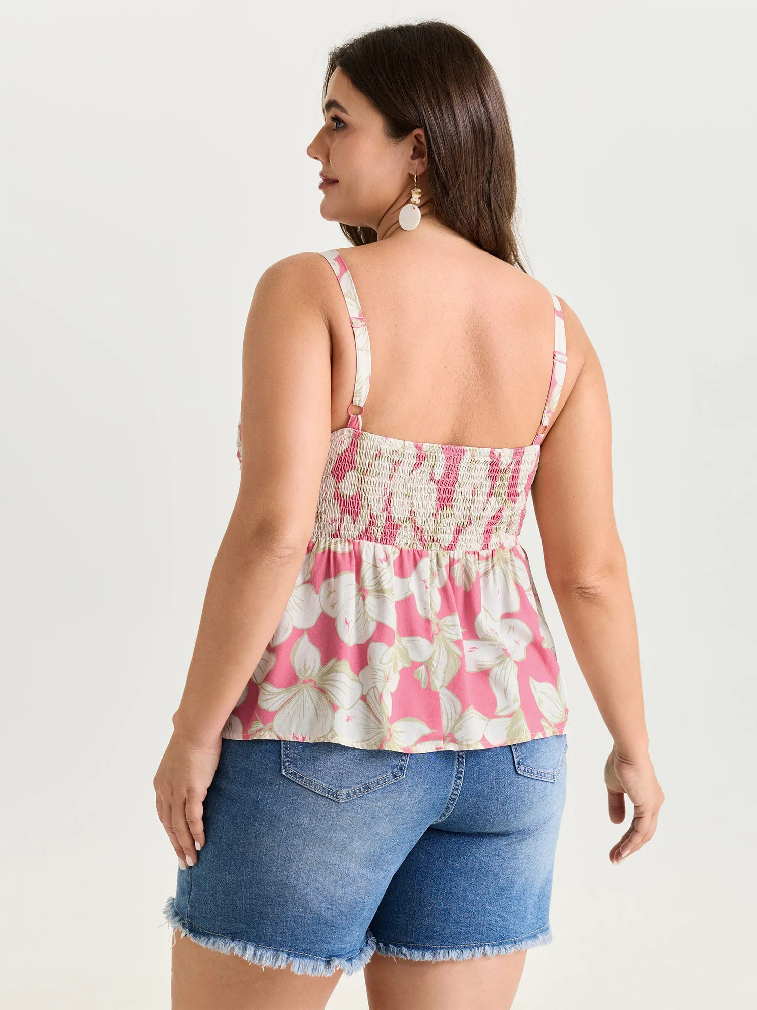 Floral Print Shirred Bodice Tank Top sold by Bloomchic product image thumbnail 4