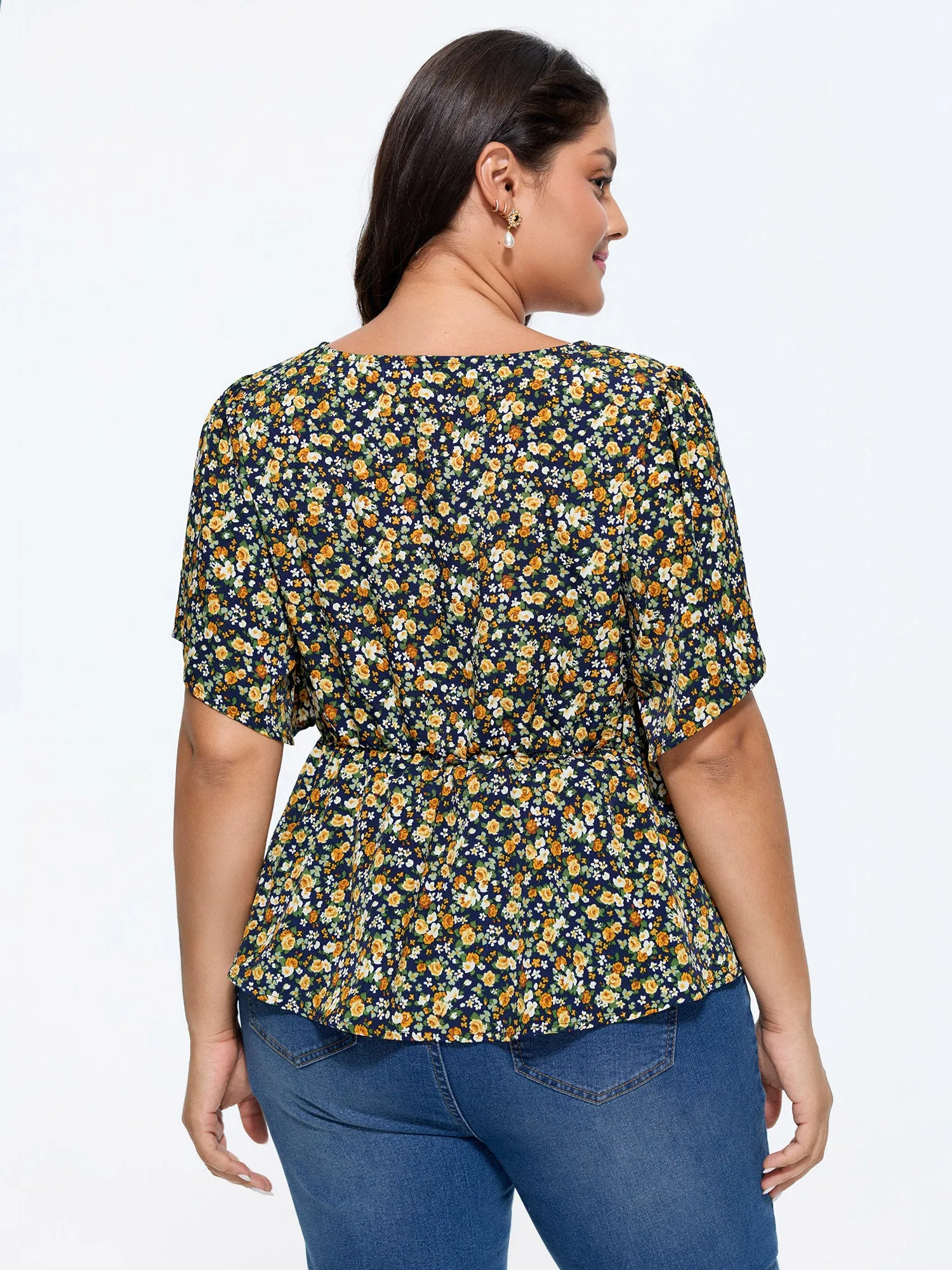 Floral Print Cinched-Waist Blouse sold by Bloomchic product image thumbnail 4