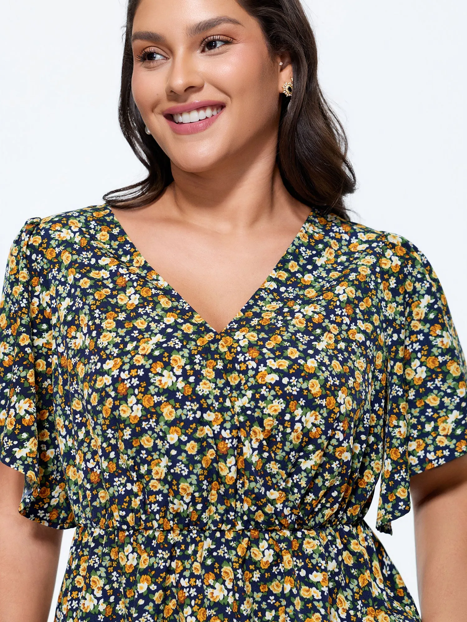 Floral Print Cinched-Waist Blouse sold by Bloomchic product image thumbnail 2