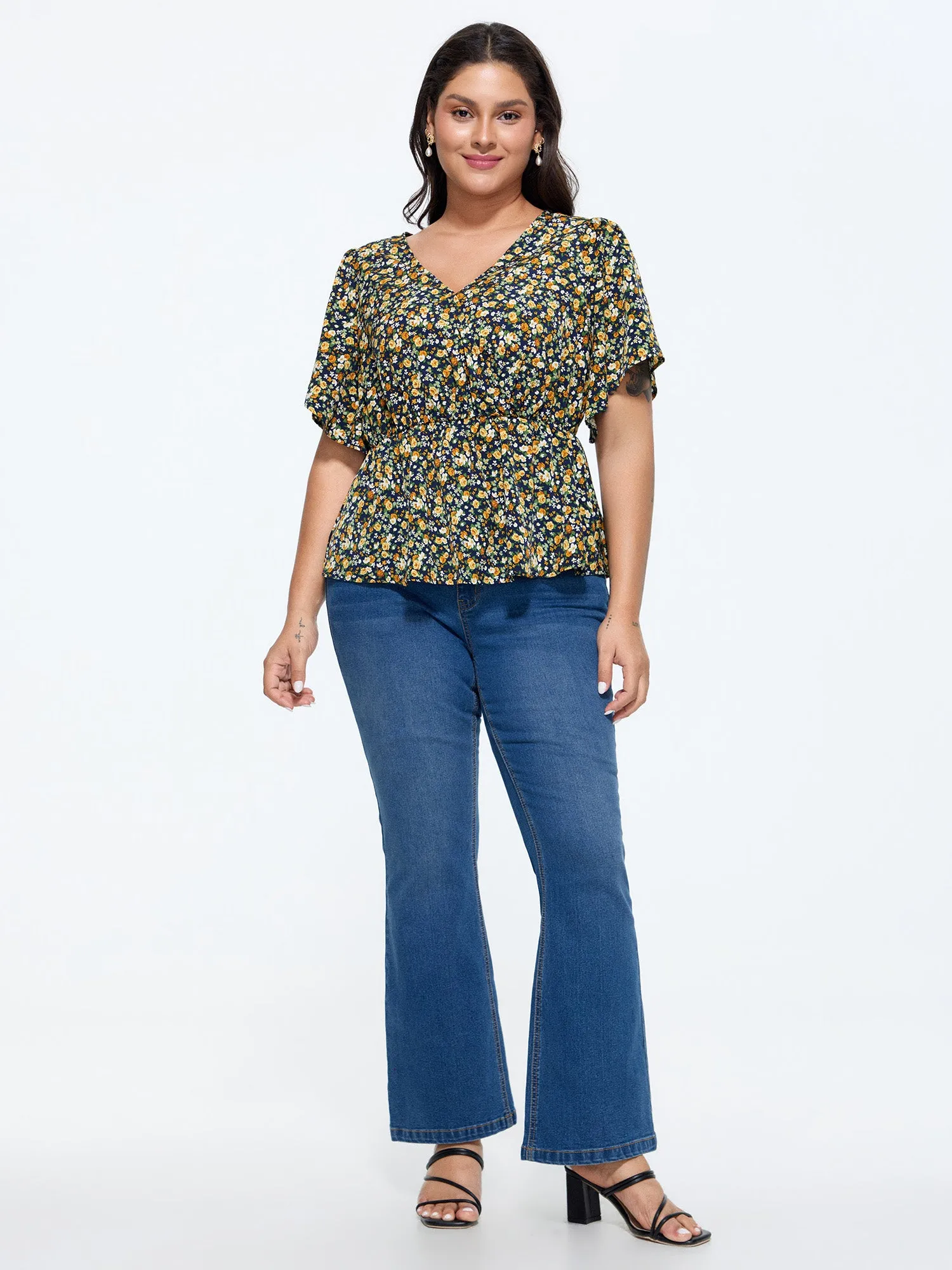 Floral Print Cinched-Waist Blouse sold by Bloomchic product image thumbnail 3