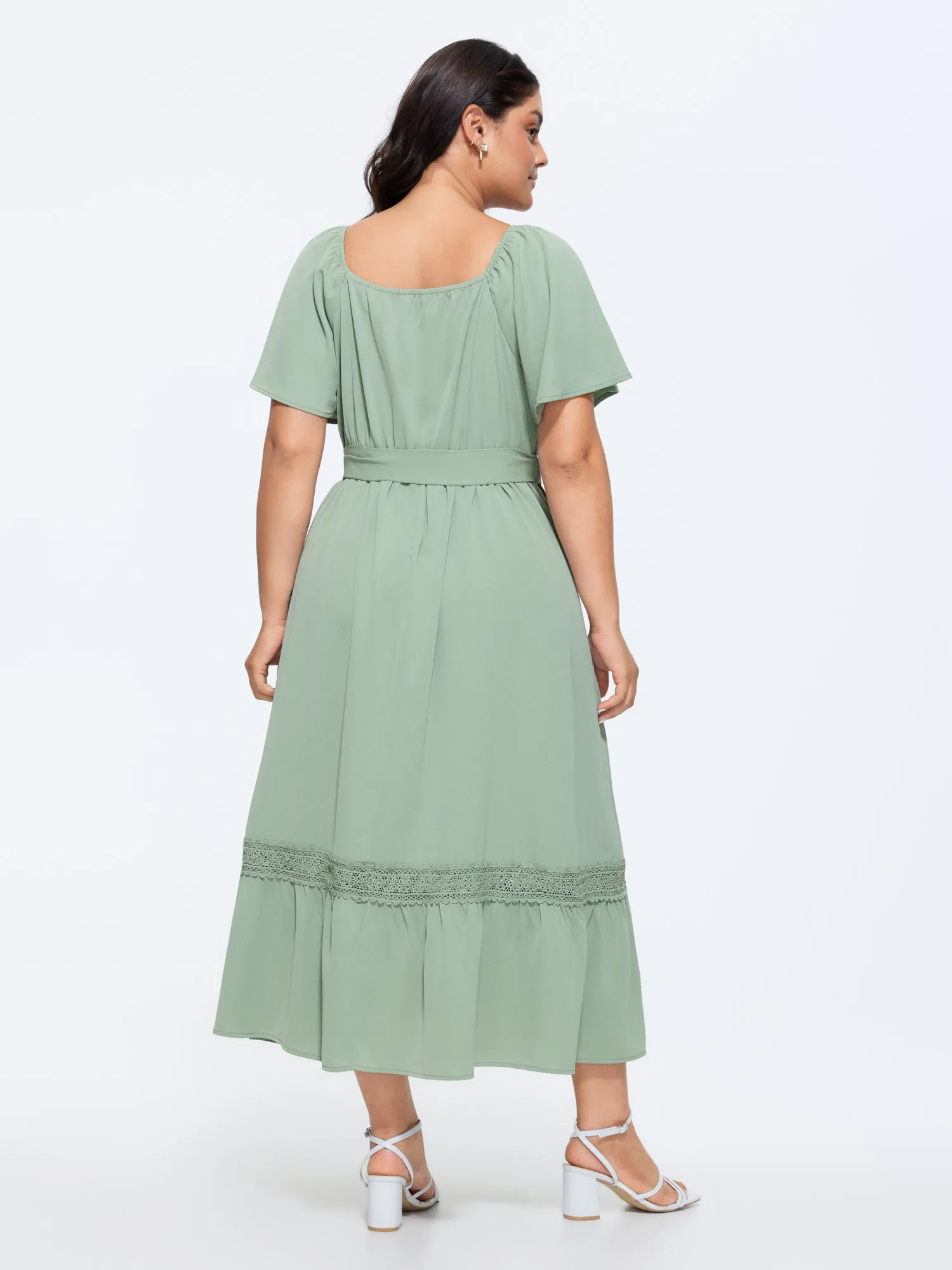 2-Way Wear Neckline Waist-Tie Maxi Dress sold by Bloomchic product image thumbnail 4