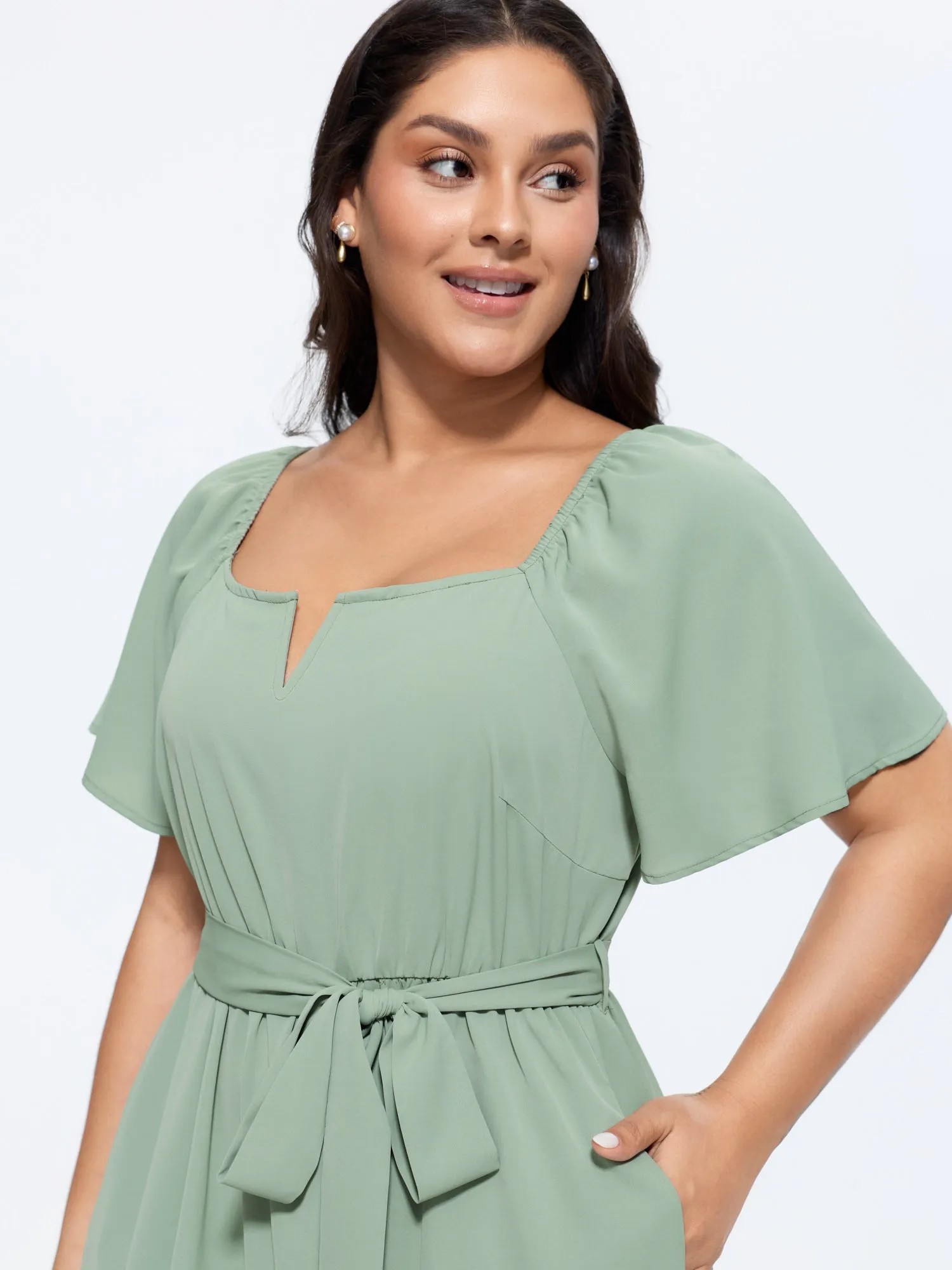 2-Way Wear Neckline Waist-Tie Maxi Dress sold by Bloomchic product image thumbnail 2