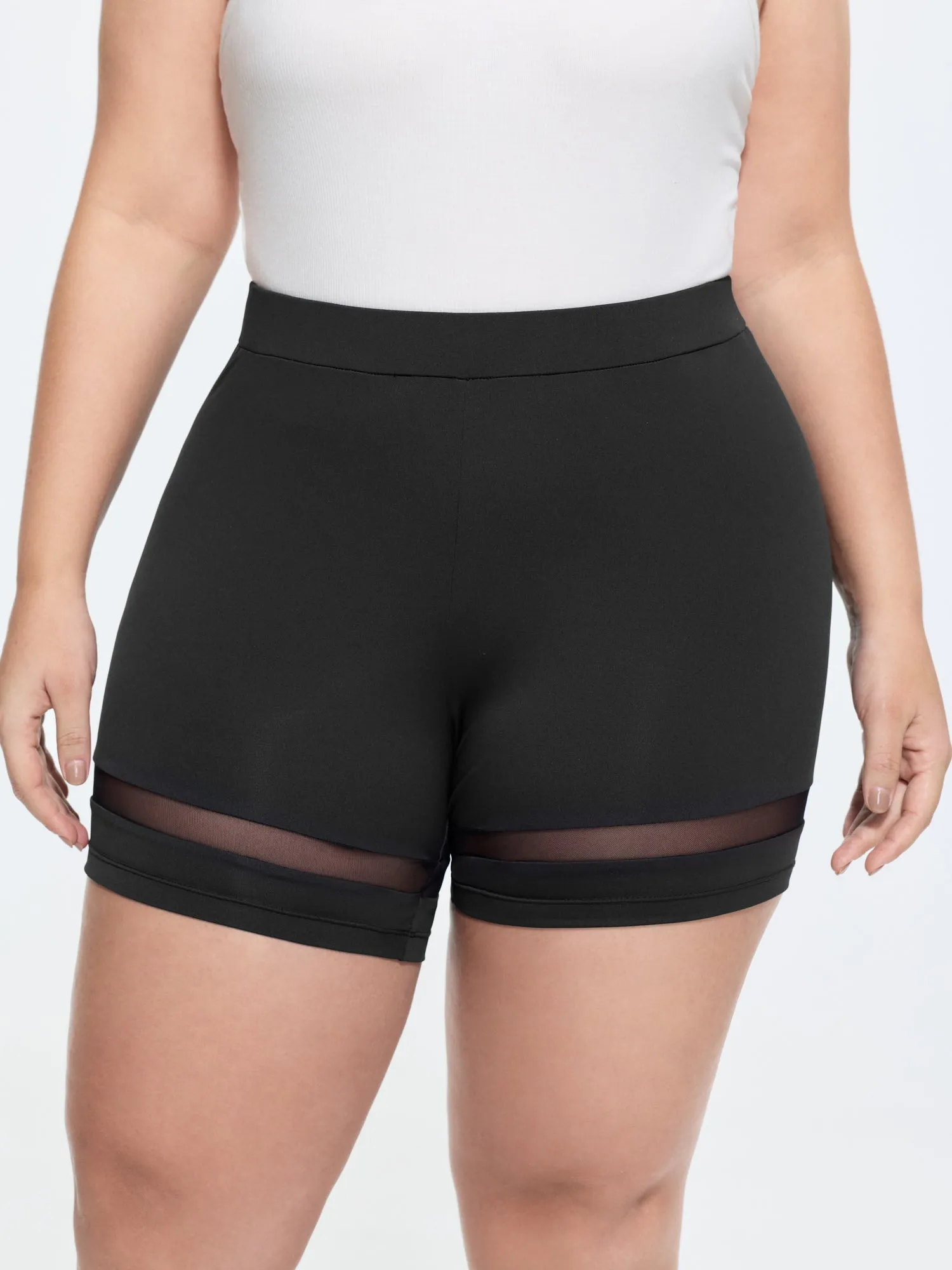 Mid-Rise Sheer Mesh Panel Leggings sold by Bloomchic