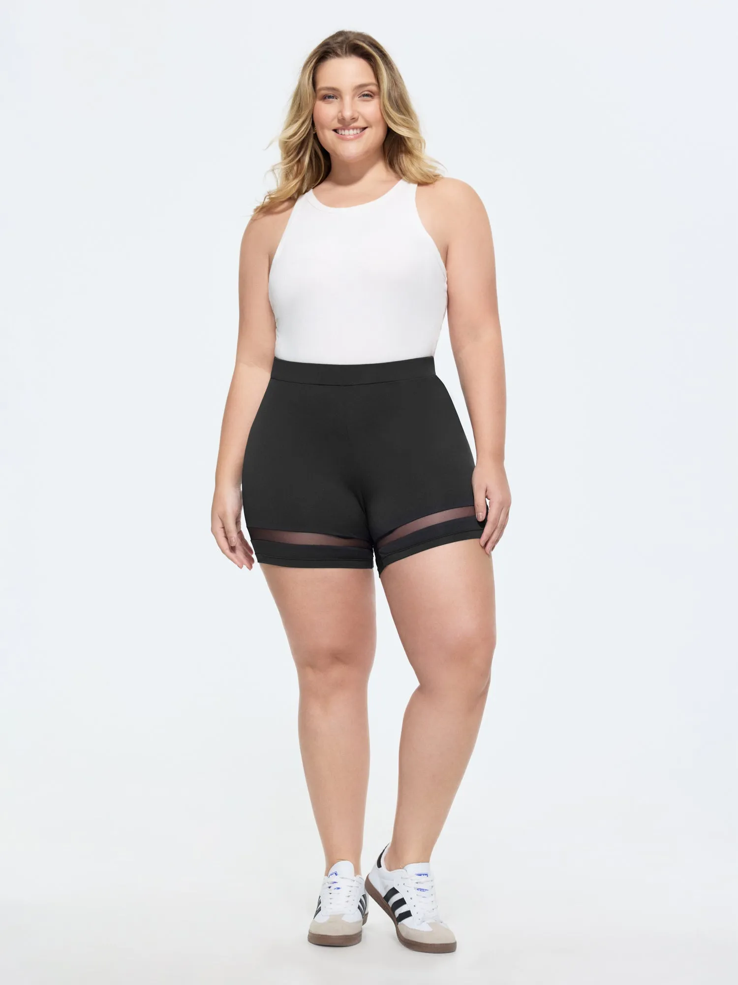 Mid-Rise Sheer Mesh Panel Leggings sold by Bloomchic product image thumbnail 2
