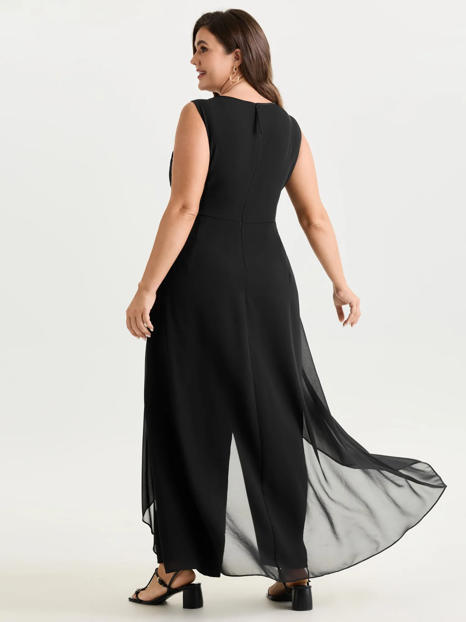 Stretchy Sheer Layered Sleeveless Jumpsuit sold by Bloomchic product image thumbnail 4