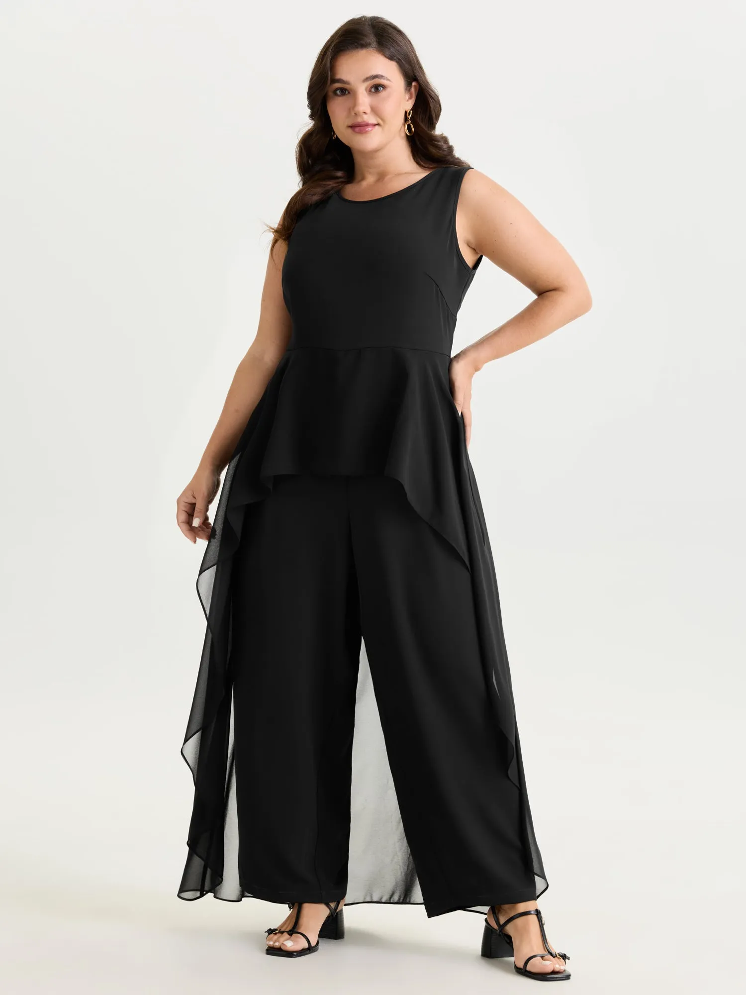 Stretchy Sheer Layered Sleeveless Jumpsuit sold by Bloomchic