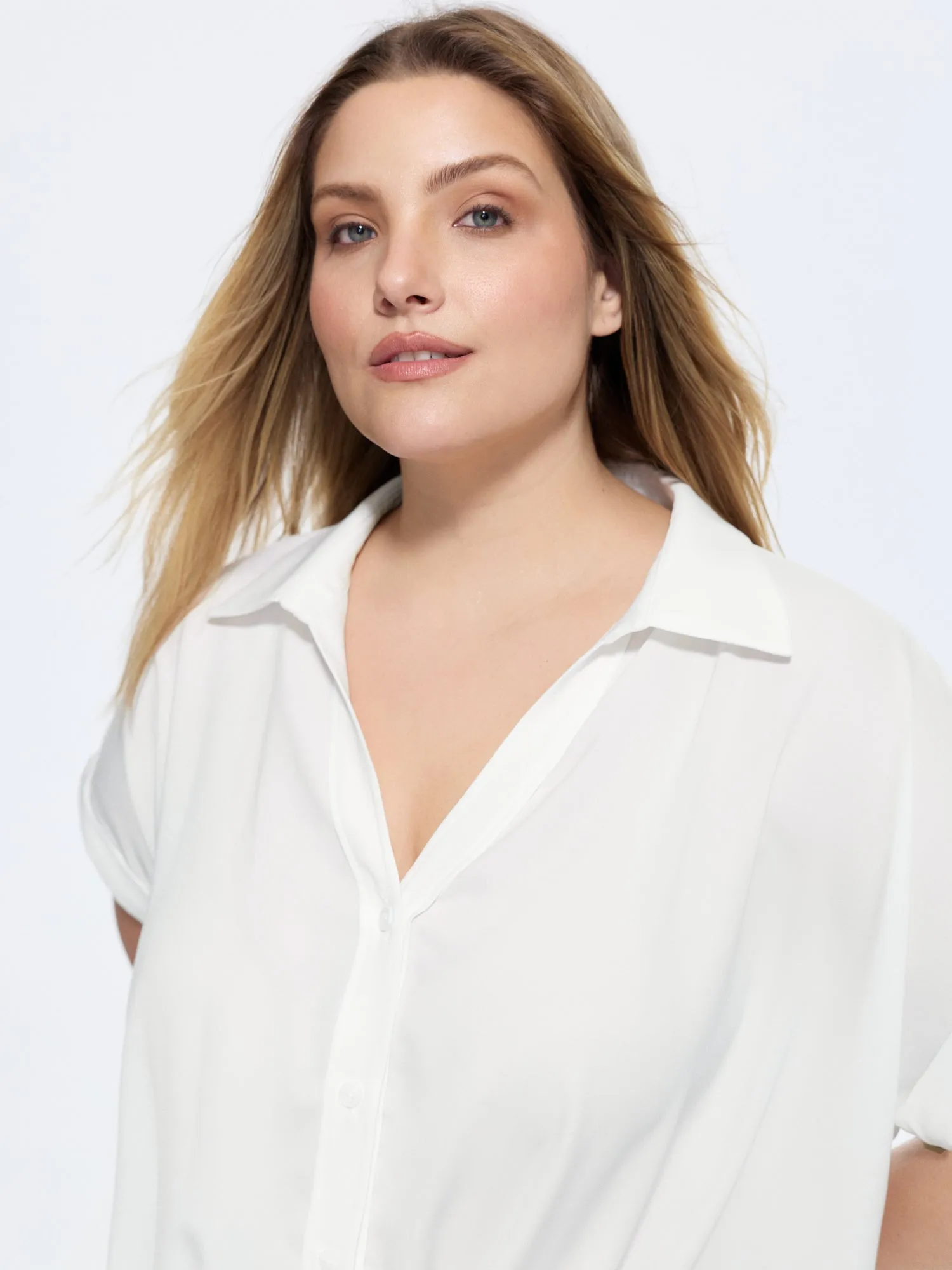 Knotted Hem Placket Plain Blouse sold by Bloomchic product image thumbnail 2