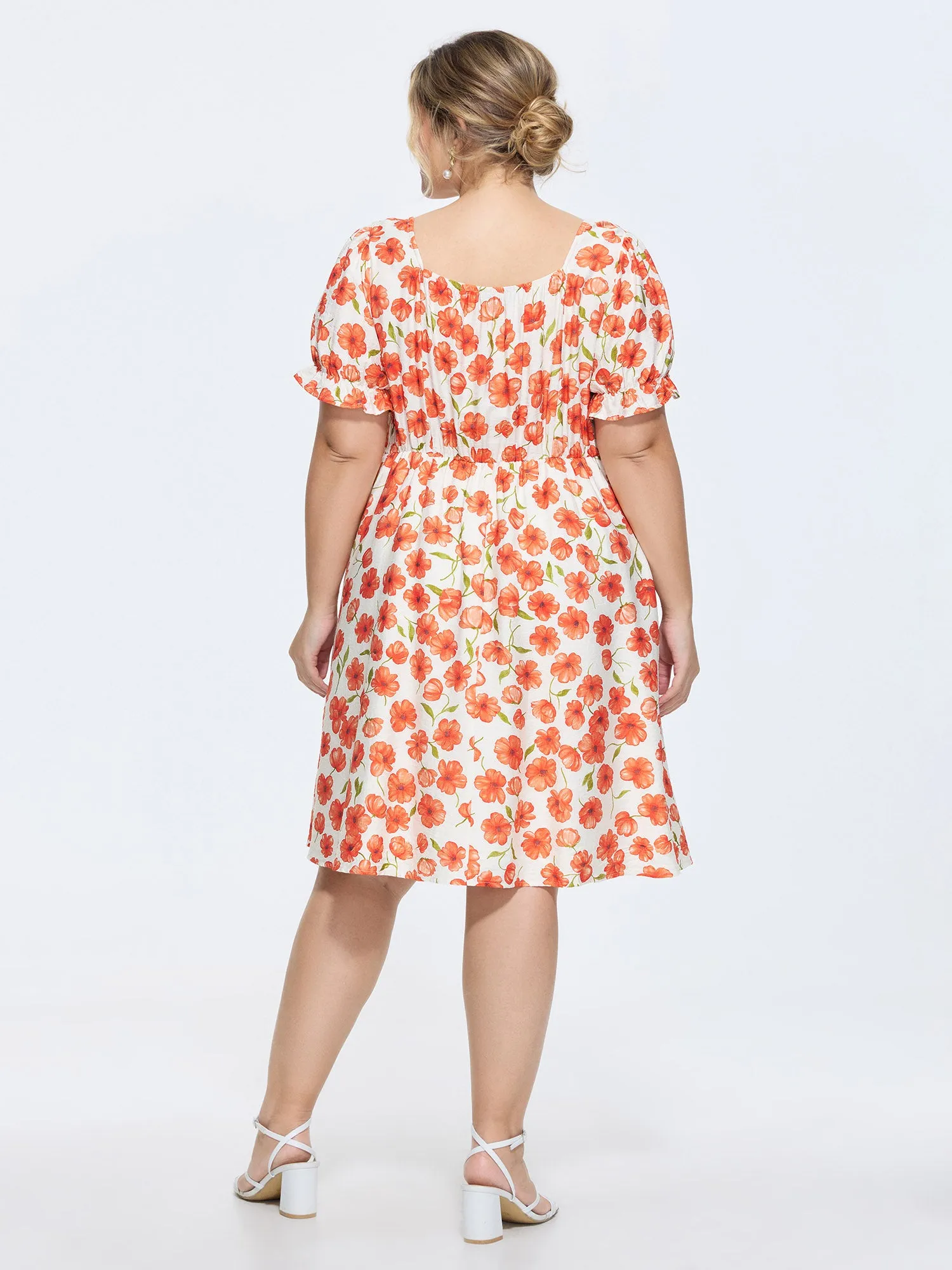 Floral Print Pockets Puff Sleeve Mini Dress sold by Bloomchic product image thumbnail 4