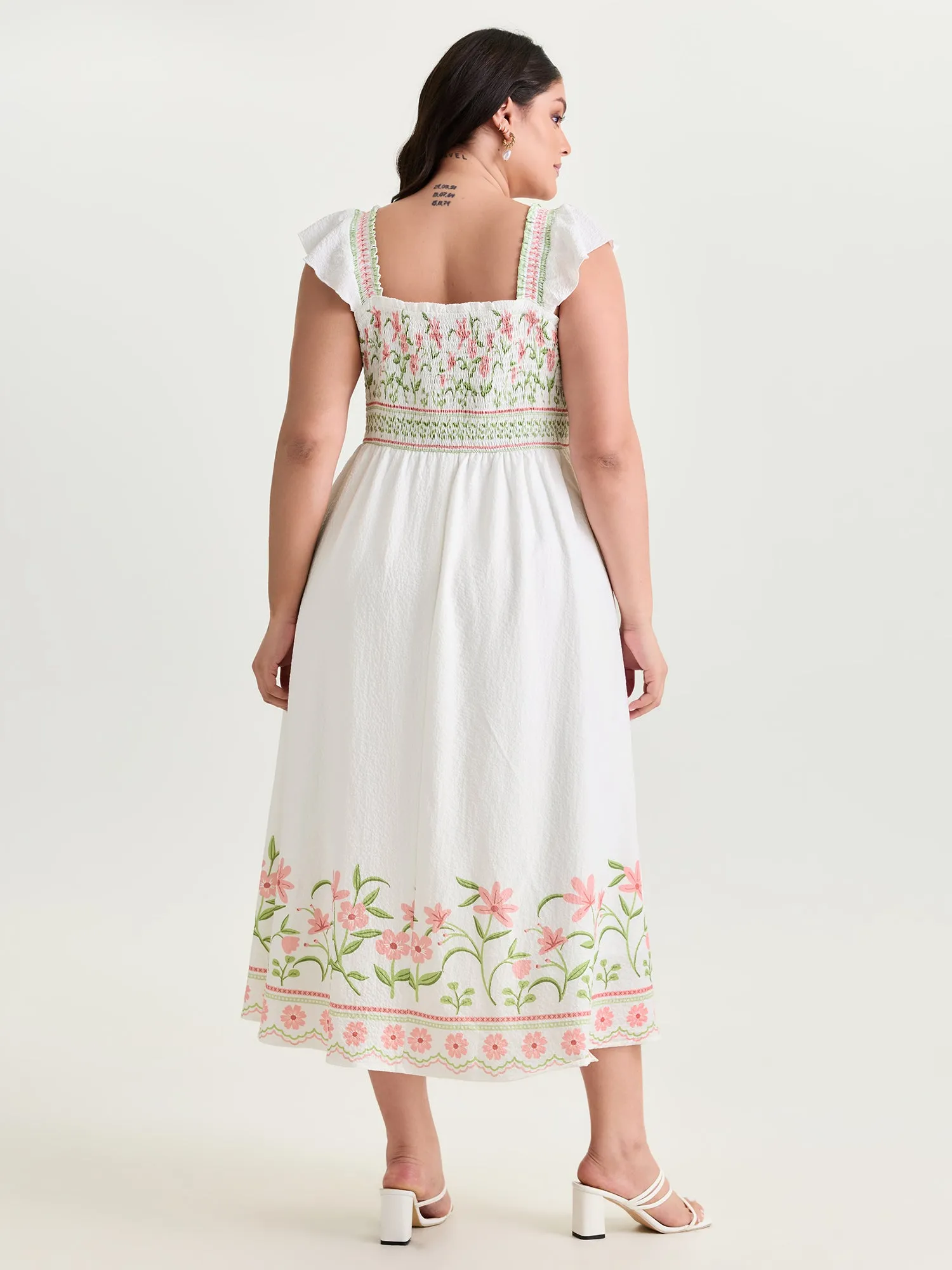 Floral Print Shirred Bodice Midi Dress sold by Bloomchic product image thumbnail 4