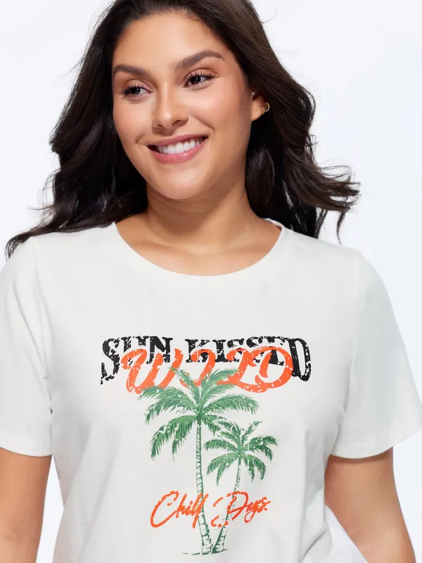 Cotton Sun-kissed Wild Print T-Shirt made by Bloomchic