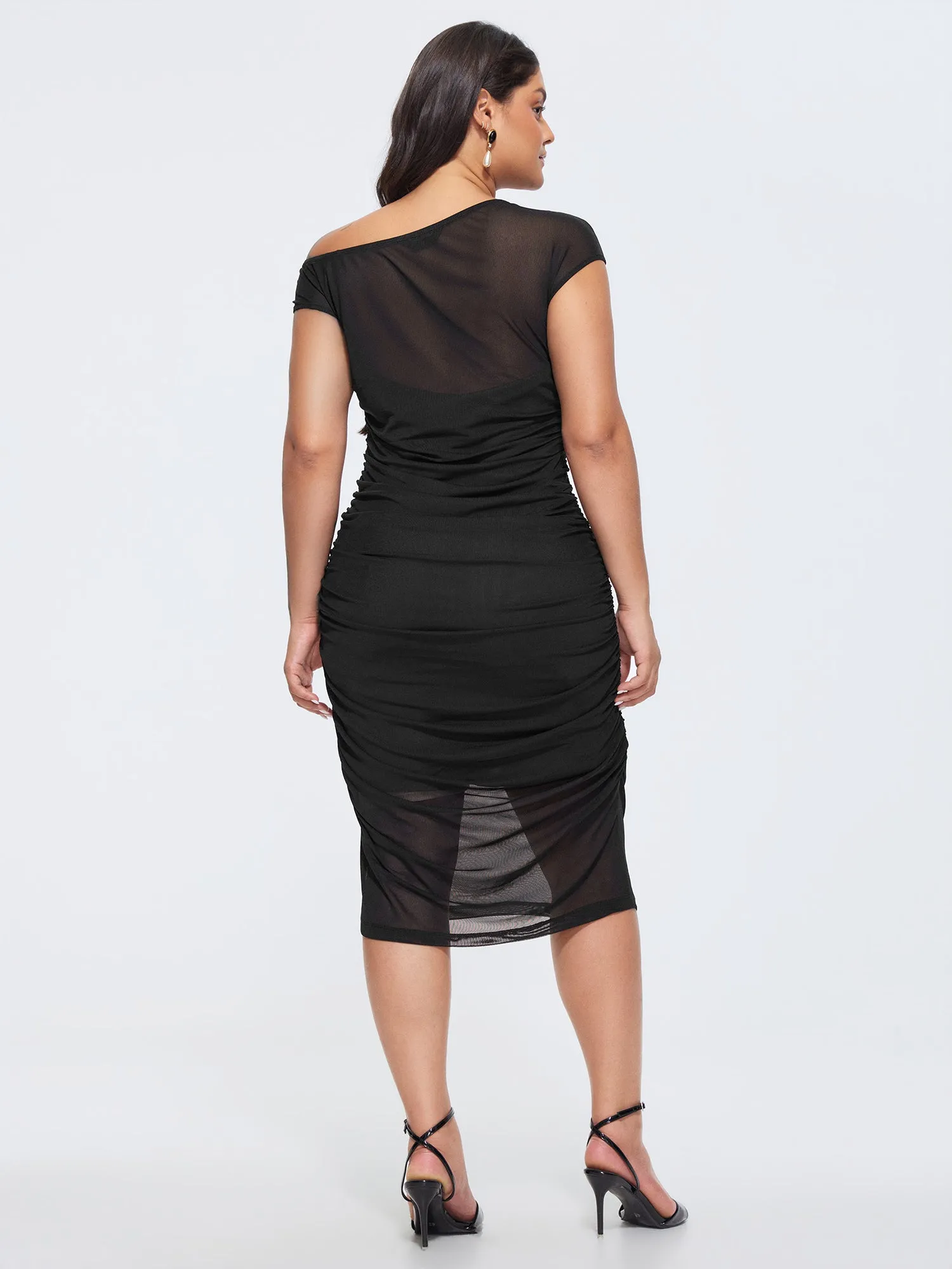 Sheer Stretchy Bodycon Fit Midi Dress sold by Bloomchic product image thumbnail 5