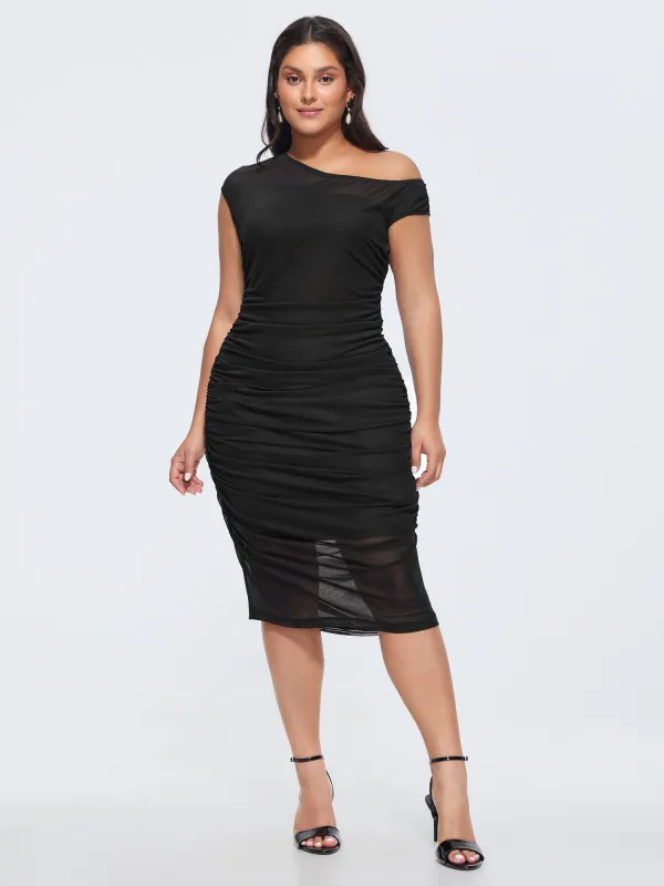 Sheer Stretchy Bodycon Fit Midi Dress made by Bloomchic