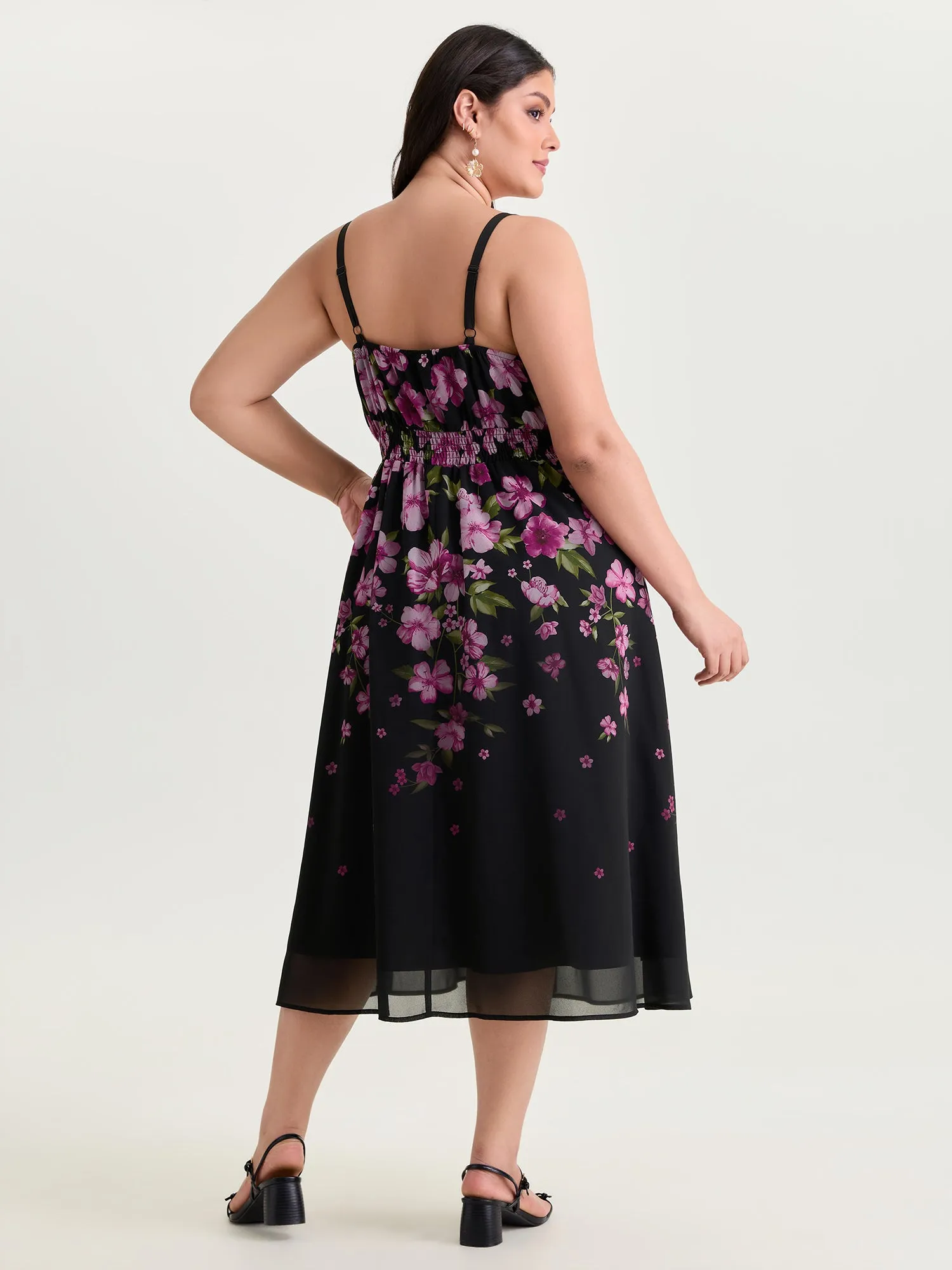 Sweet Floral Print Shirred Cami Midi Dress sold by Bloomchic product image thumbnail 4
