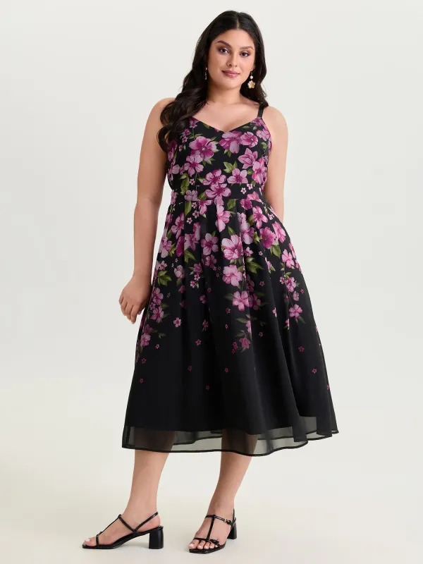 Sweet Floral Print Shirred Cami Midi Dress made by Bloomchic